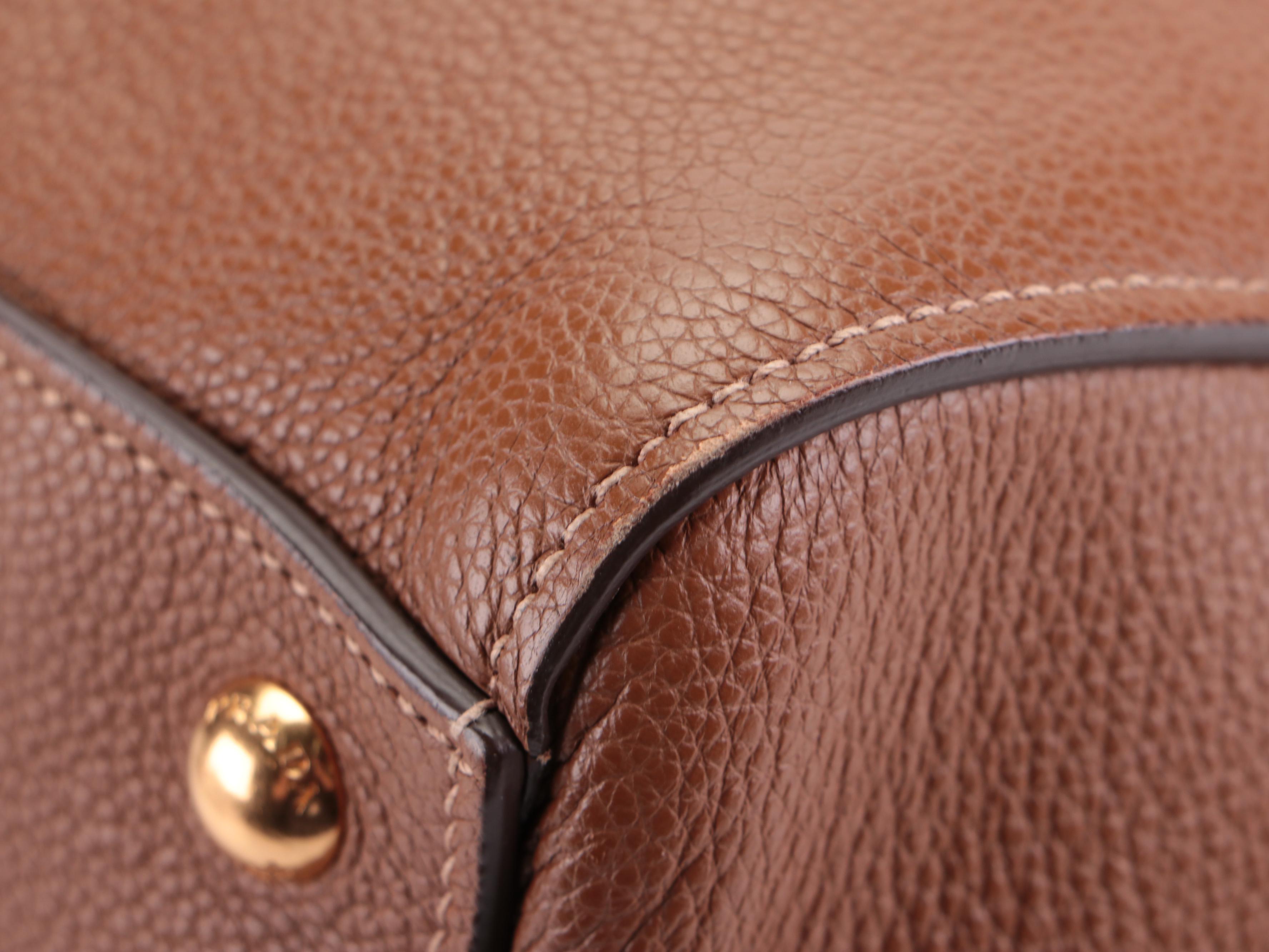 Prada Medium Convertible Tote in Brown Vitello Daino Leather