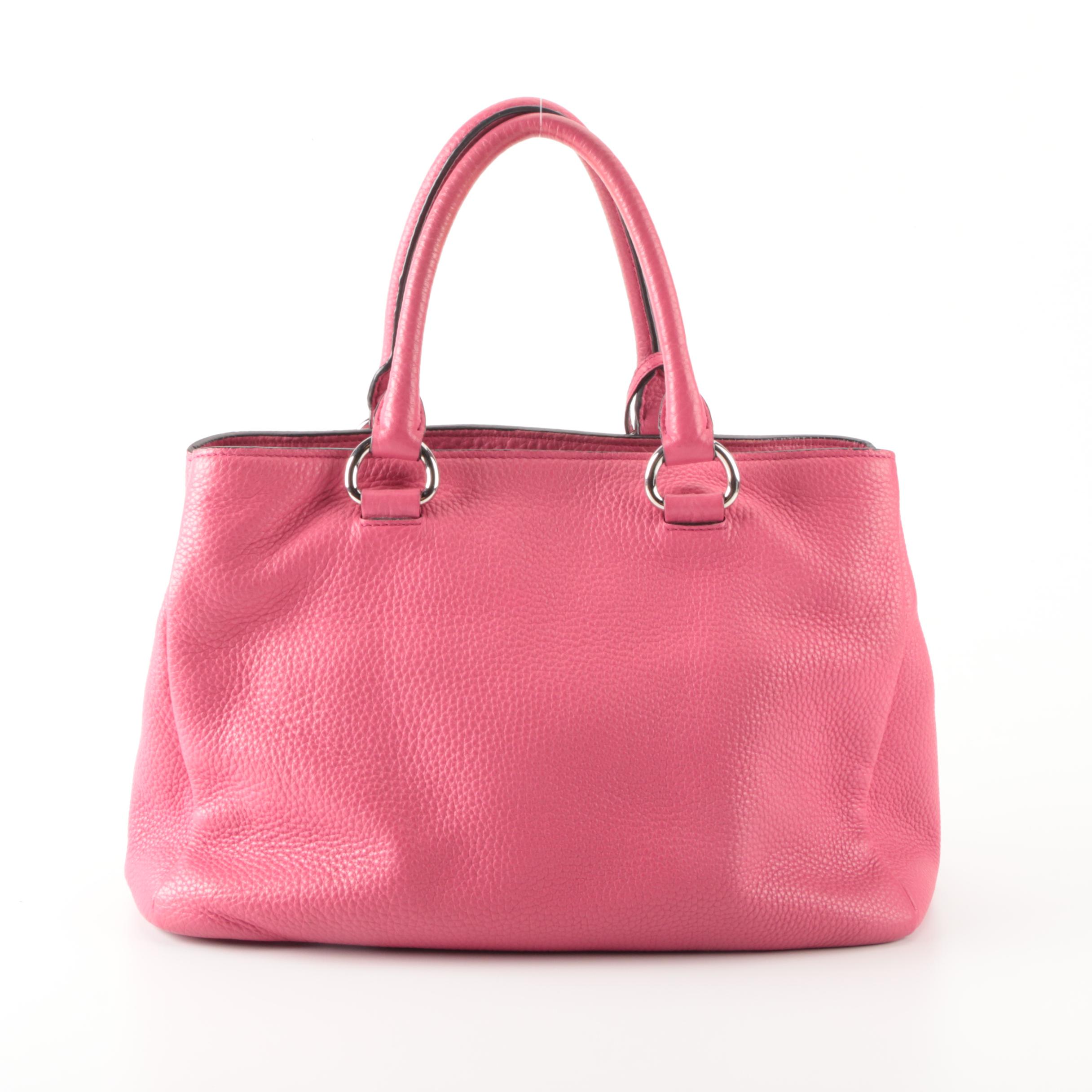 Prada Convertible Medium Open Tote in Pink Vitello Daino Leather