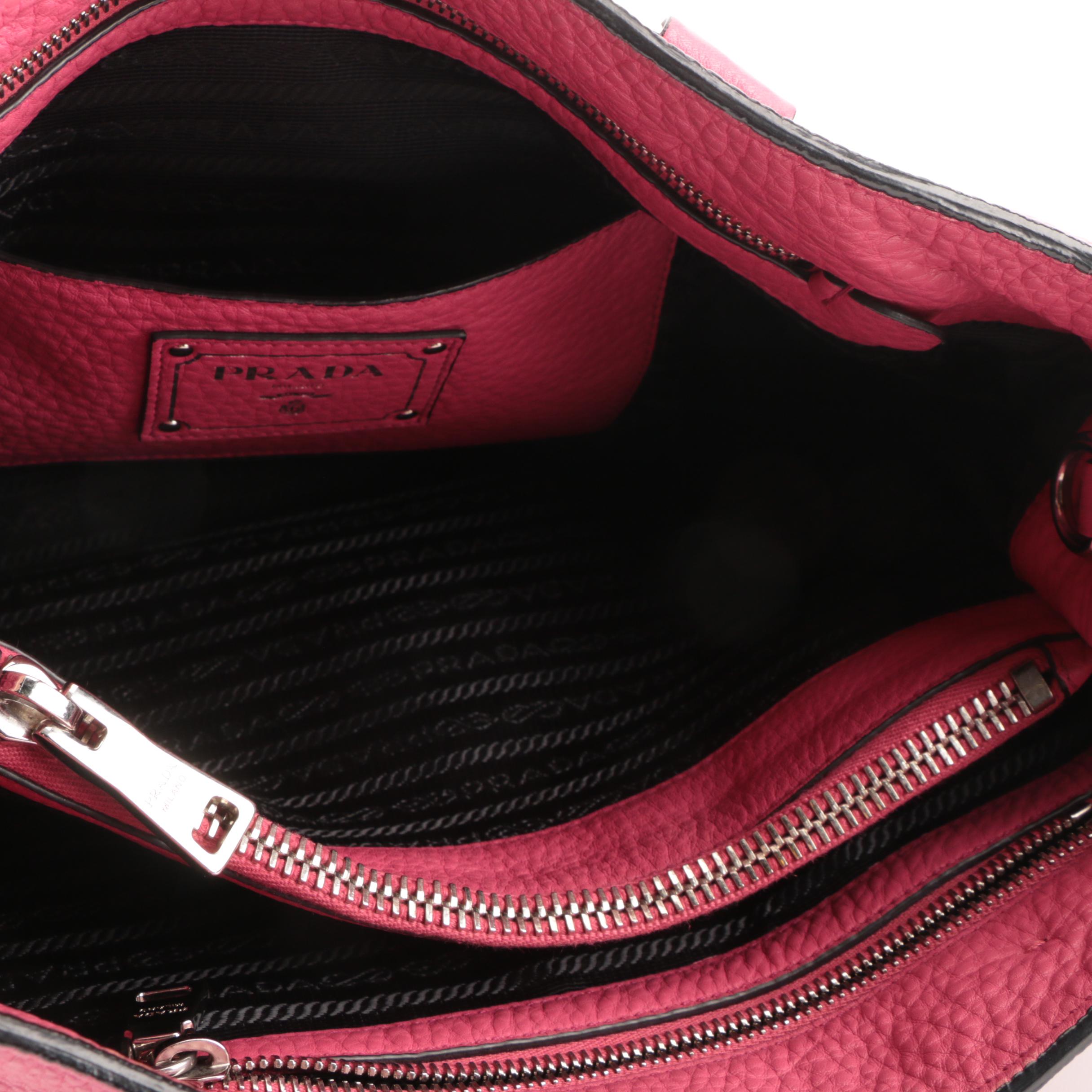 Prada Convertible Medium Open Tote in Pink Vitello Daino Leather