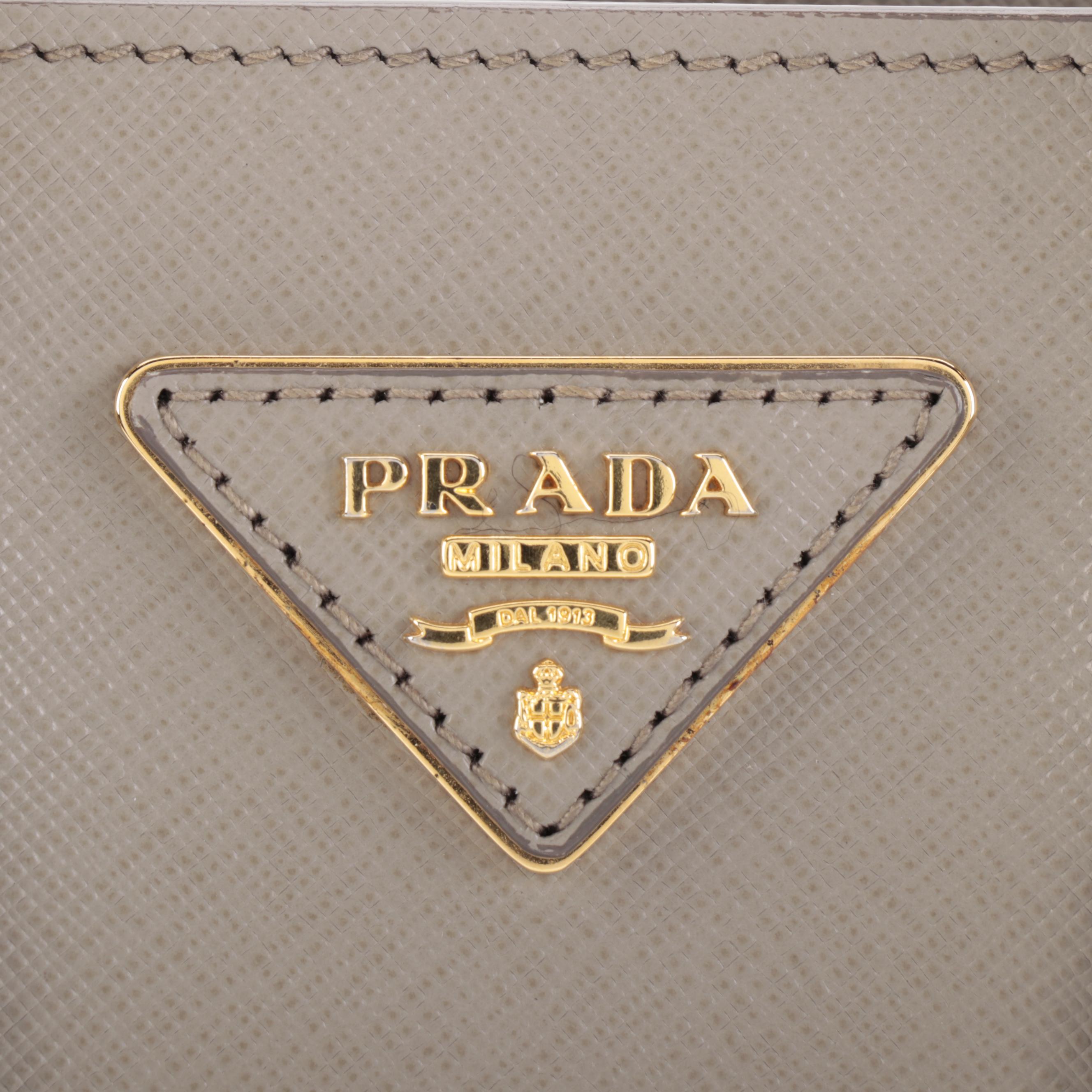 Prada Convertible Small Open Tote in Bicolor Lux Saffiano Leather