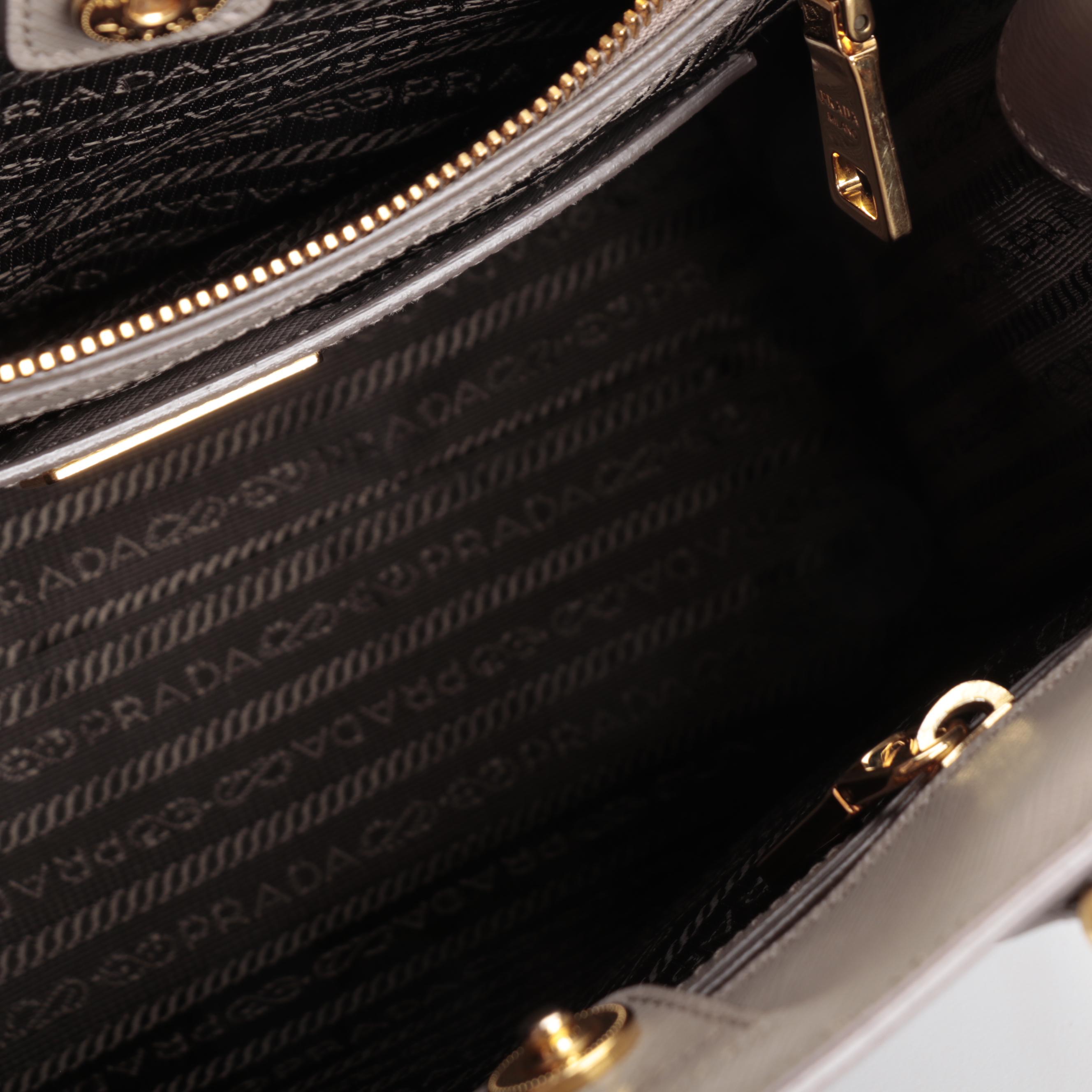 Prada Convertible Small Open Tote in Bicolor Lux Saffiano Leather