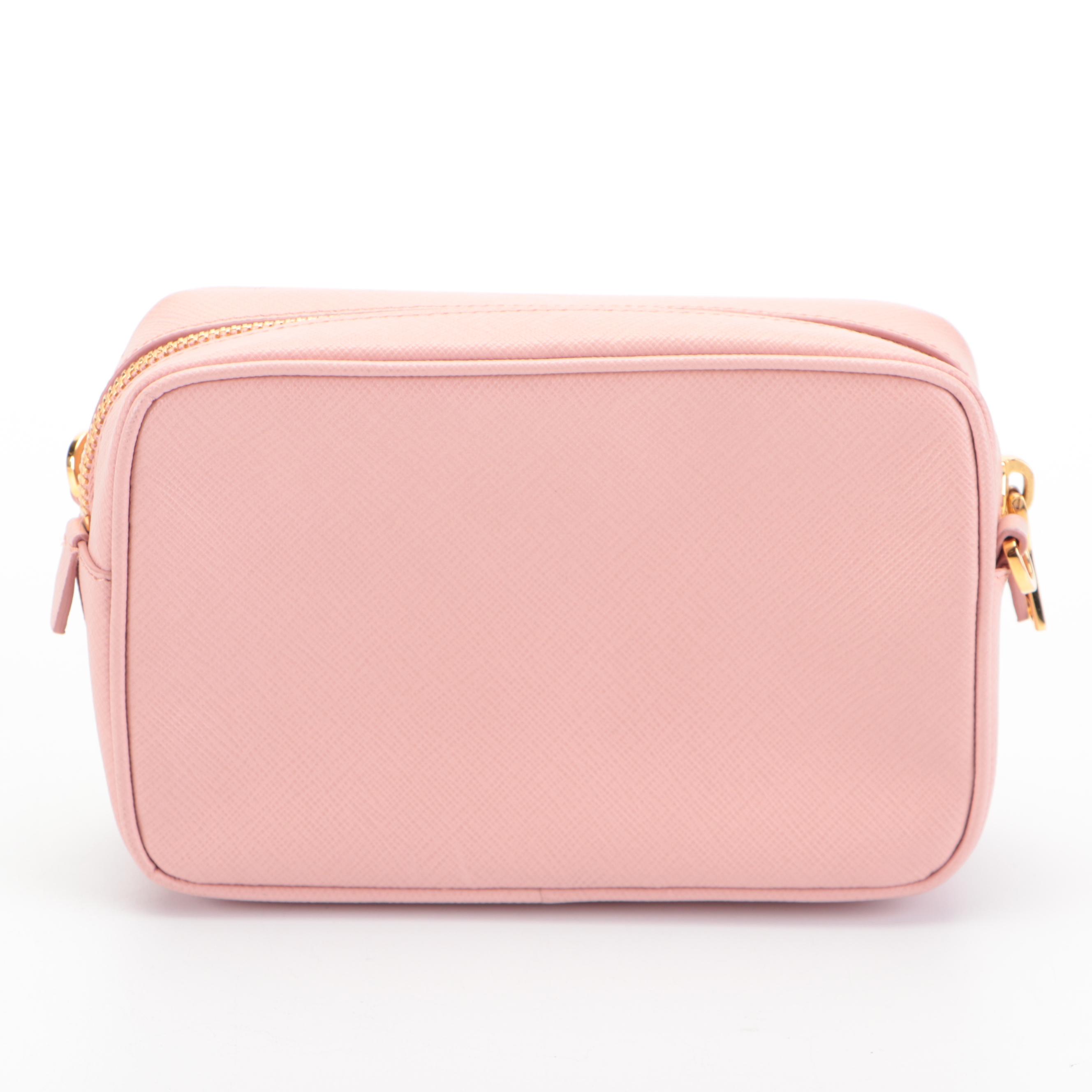 Prada Push-Lock Front Pocket Small Camera Bag in Blush Saffiano Leather