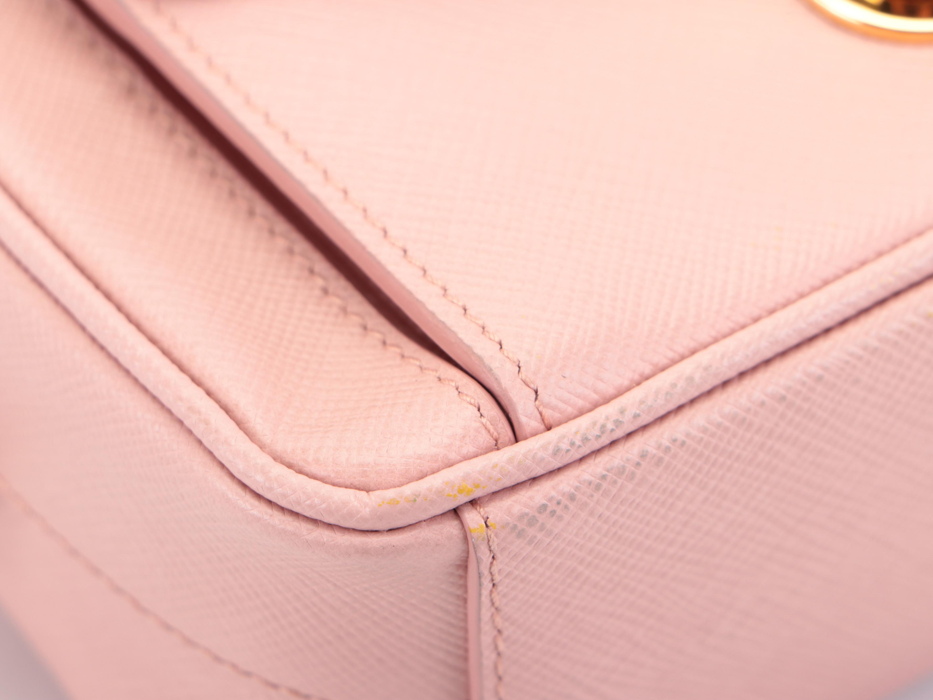 Prada Push-Lock Front Pocket Small Camera Bag in Blush Saffiano Leather