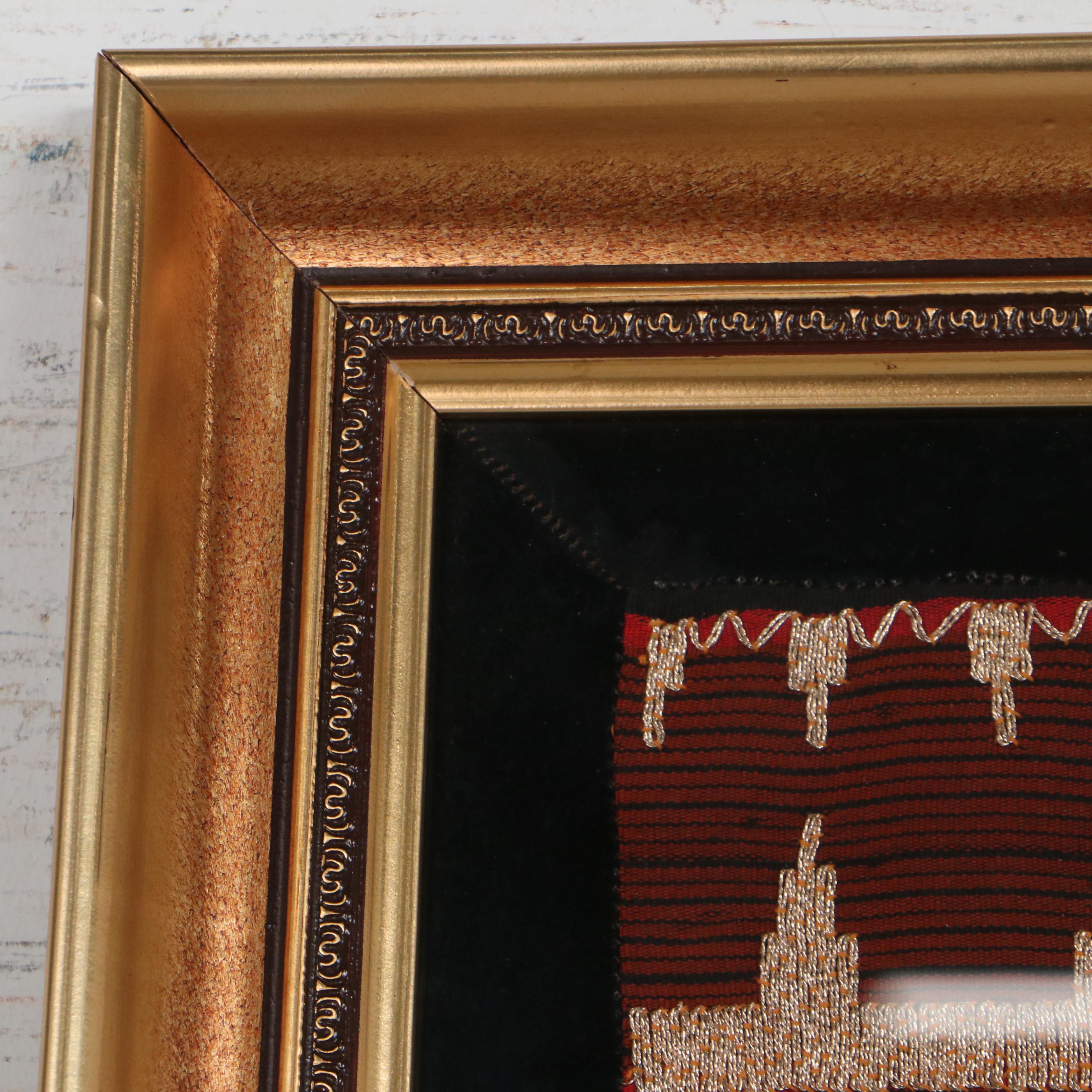 Indonesian Sumatran Handmade Goldwork and Free-Motion Machine Embroidered Panel