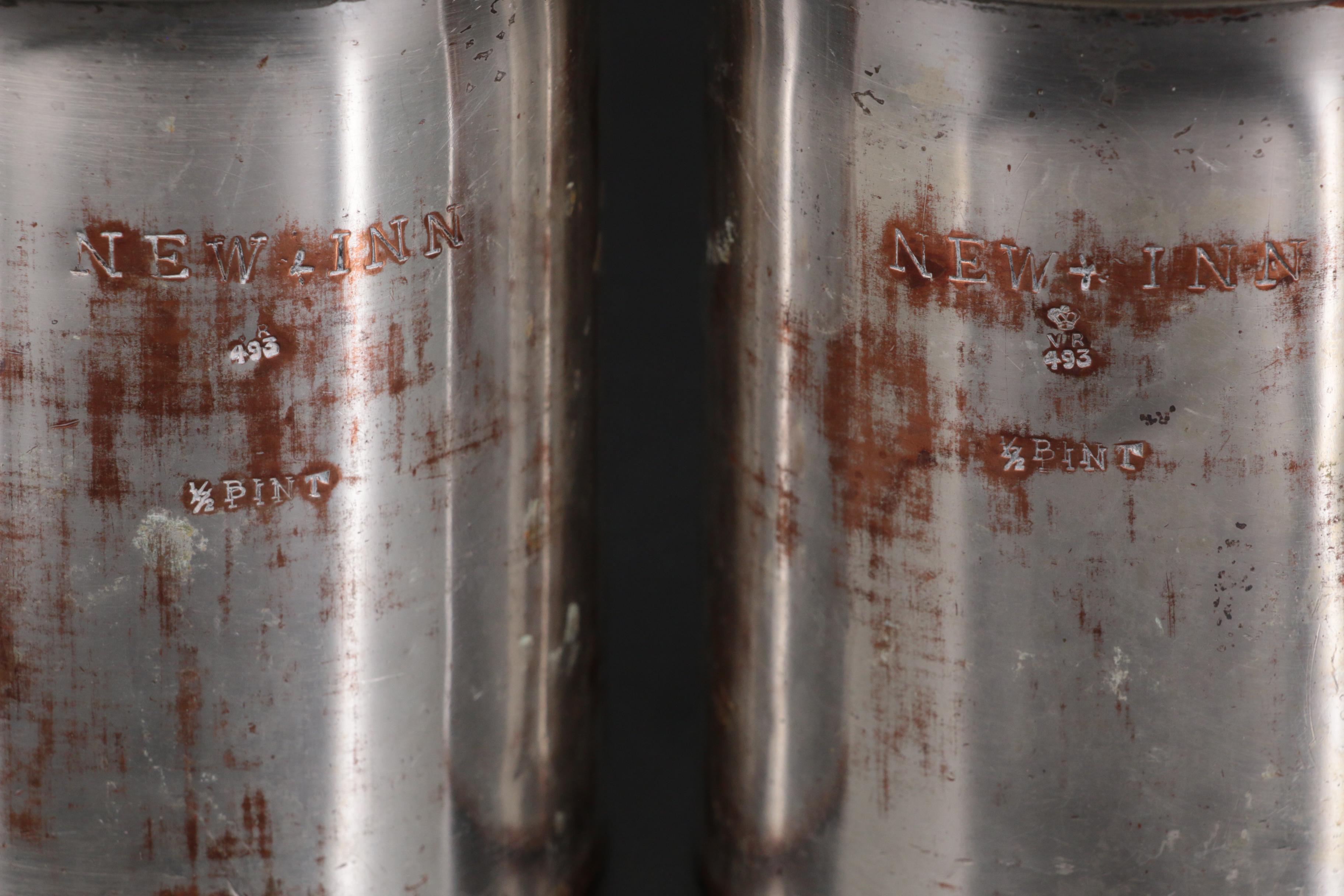 Oldham and Lindley & Son Silver Plate Nottingham Half Pint Mugs