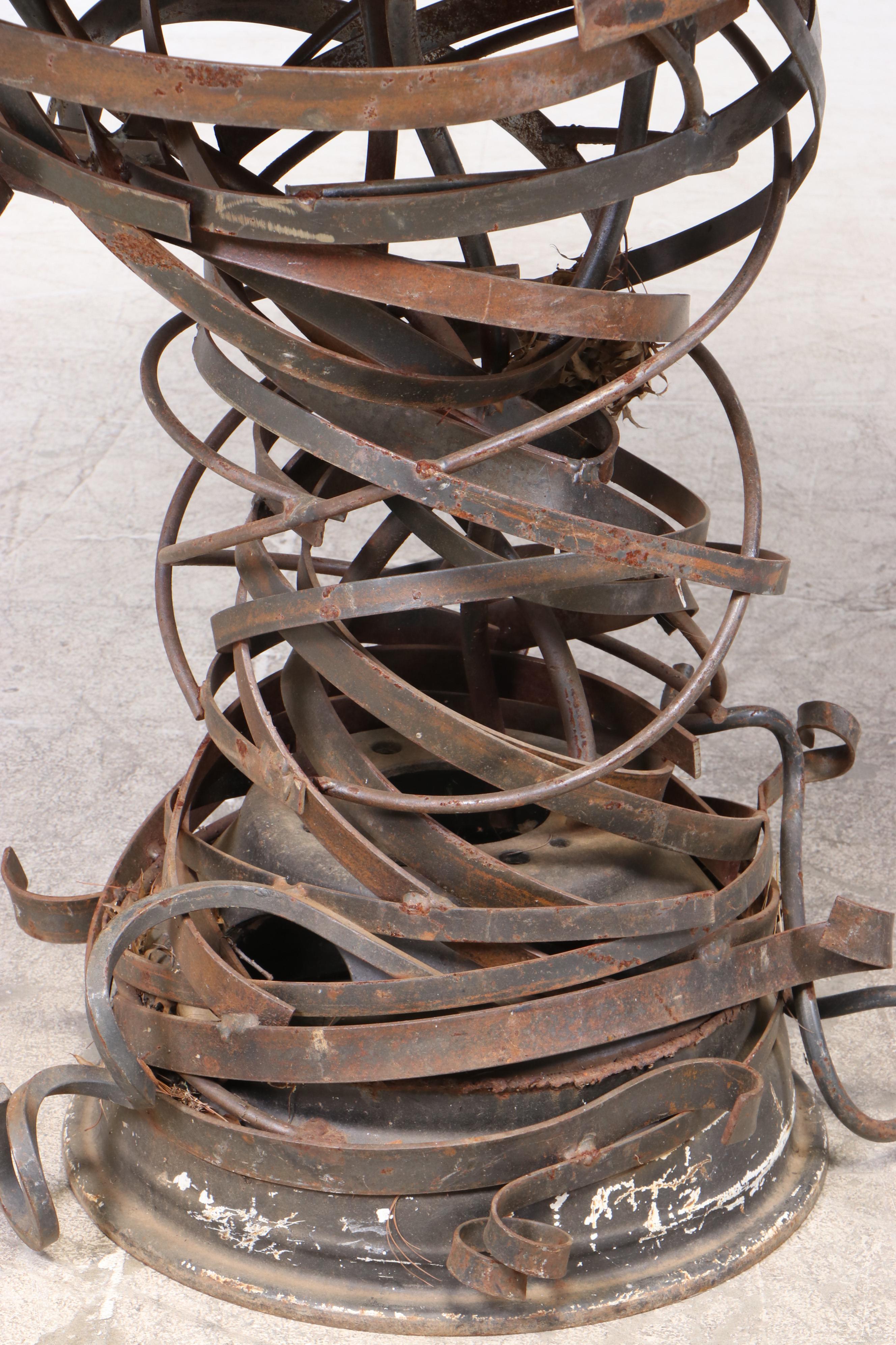 Matthew Johnson Live Edge Burl Maple and Sculptural Steel Bar-Height Table