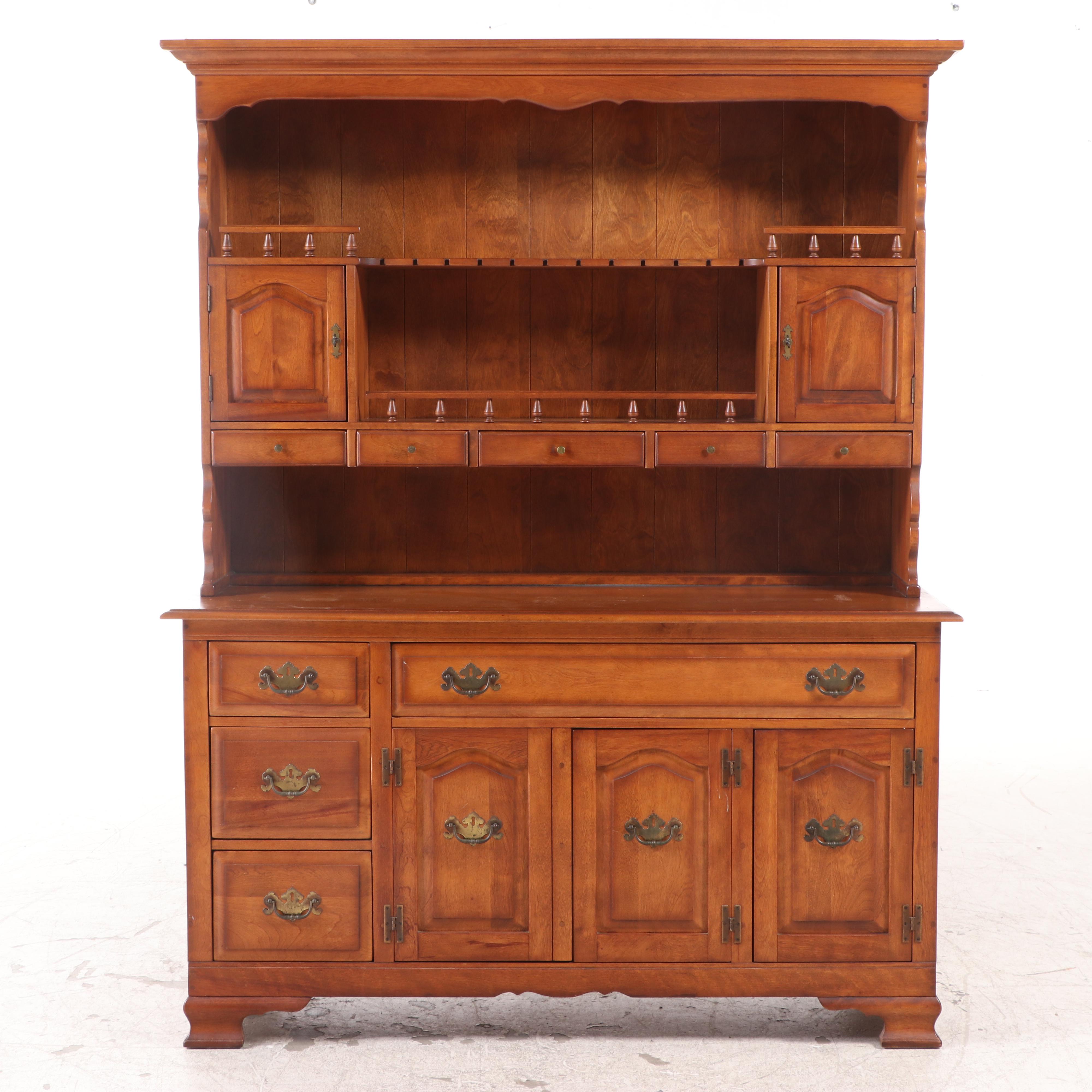 Cushman "Colonial Creations" Wood Cupboard and Hutch, Mid-20th Century