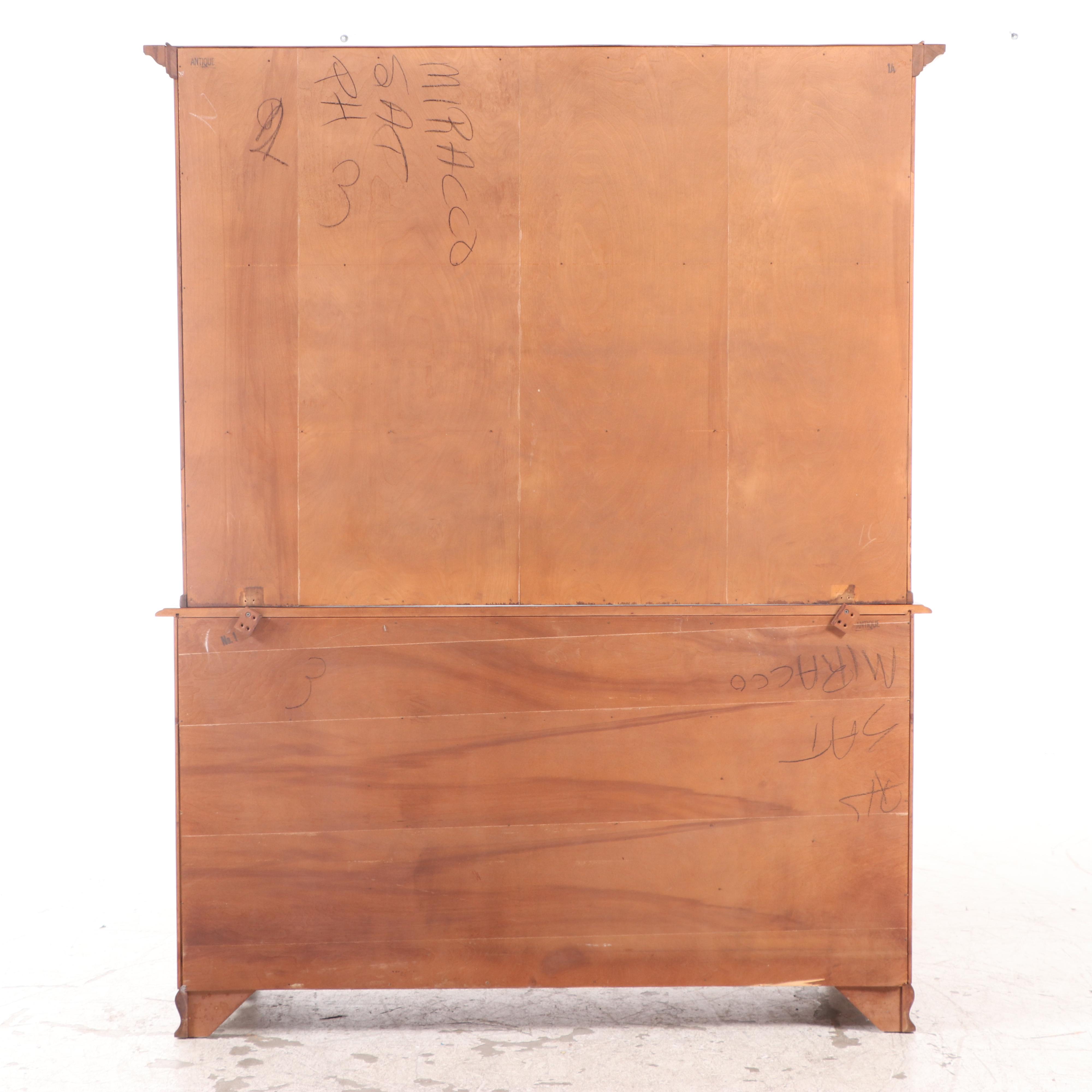 Cushman "Colonial Creations" Wood Cupboard and Hutch, Mid-20th Century