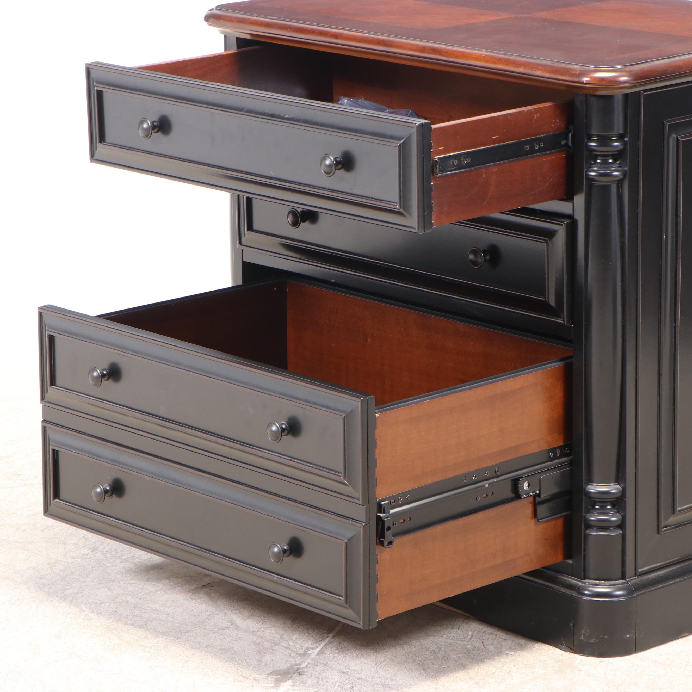 Havertys "Westbury" Cherrywood and Parcel-Ebonized Three-Drawer File Cabinet