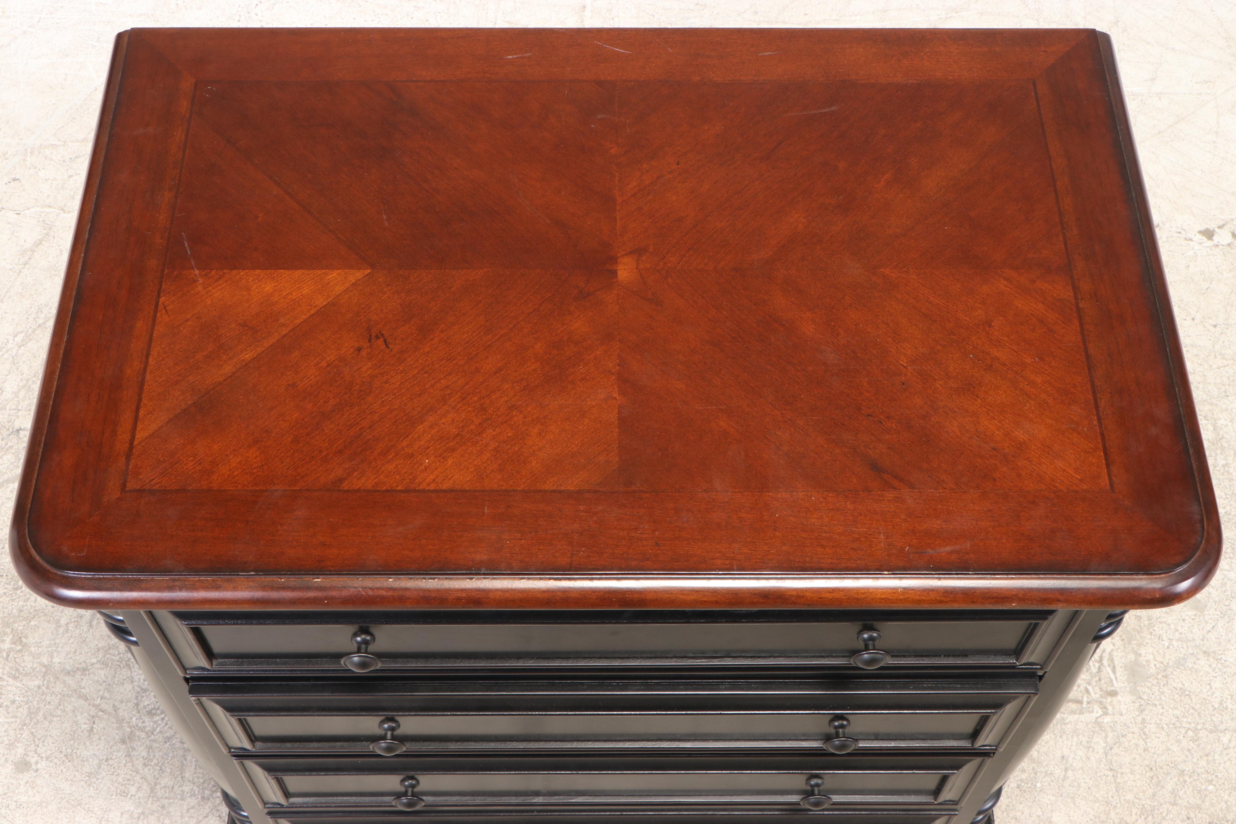 Havertys "Westbury" Cherrywood and Parcel-Ebonized Three-Drawer File Cabinet