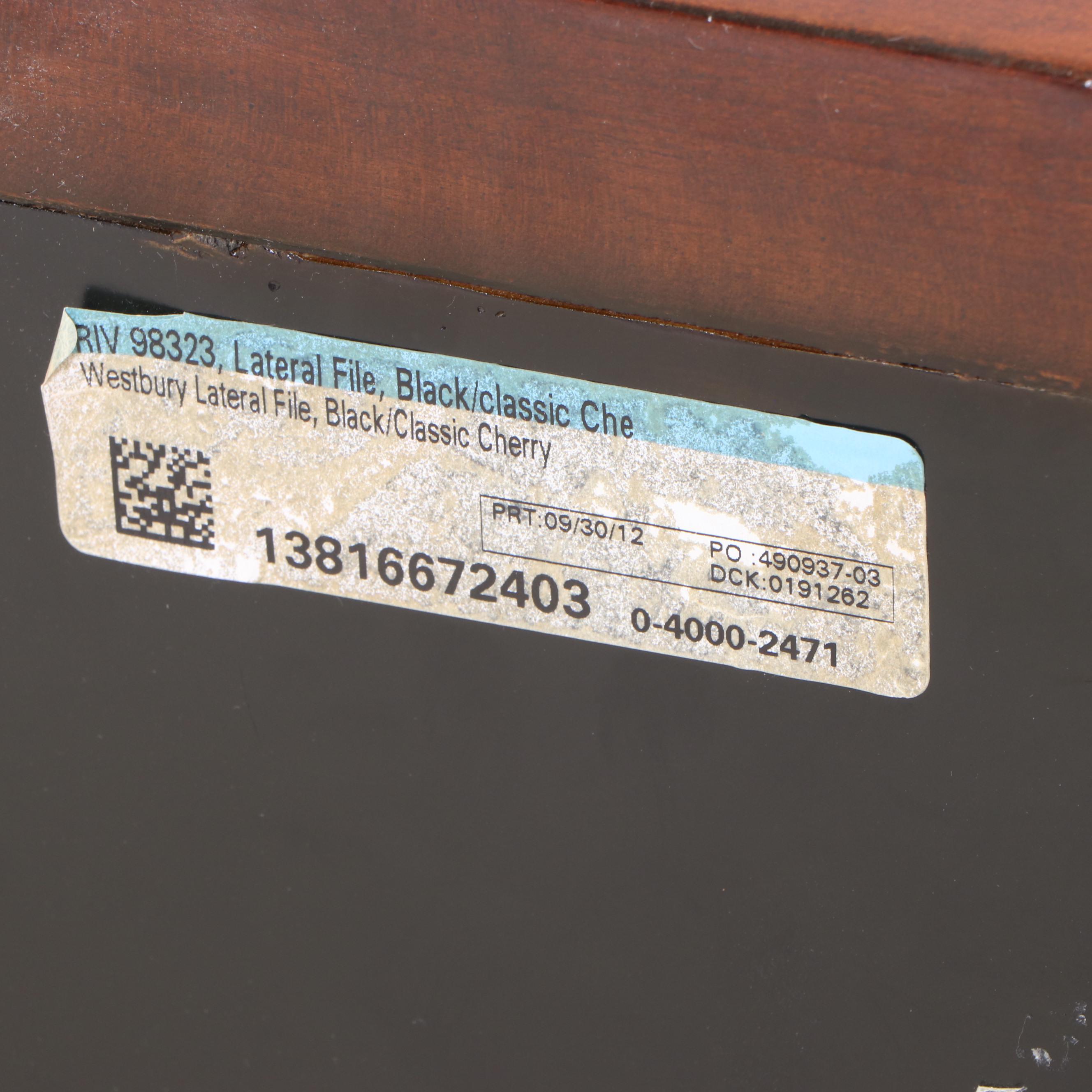 Havertys "Westbury" Cherrywood and Parcel-Ebonized Three-Drawer File Cabinet