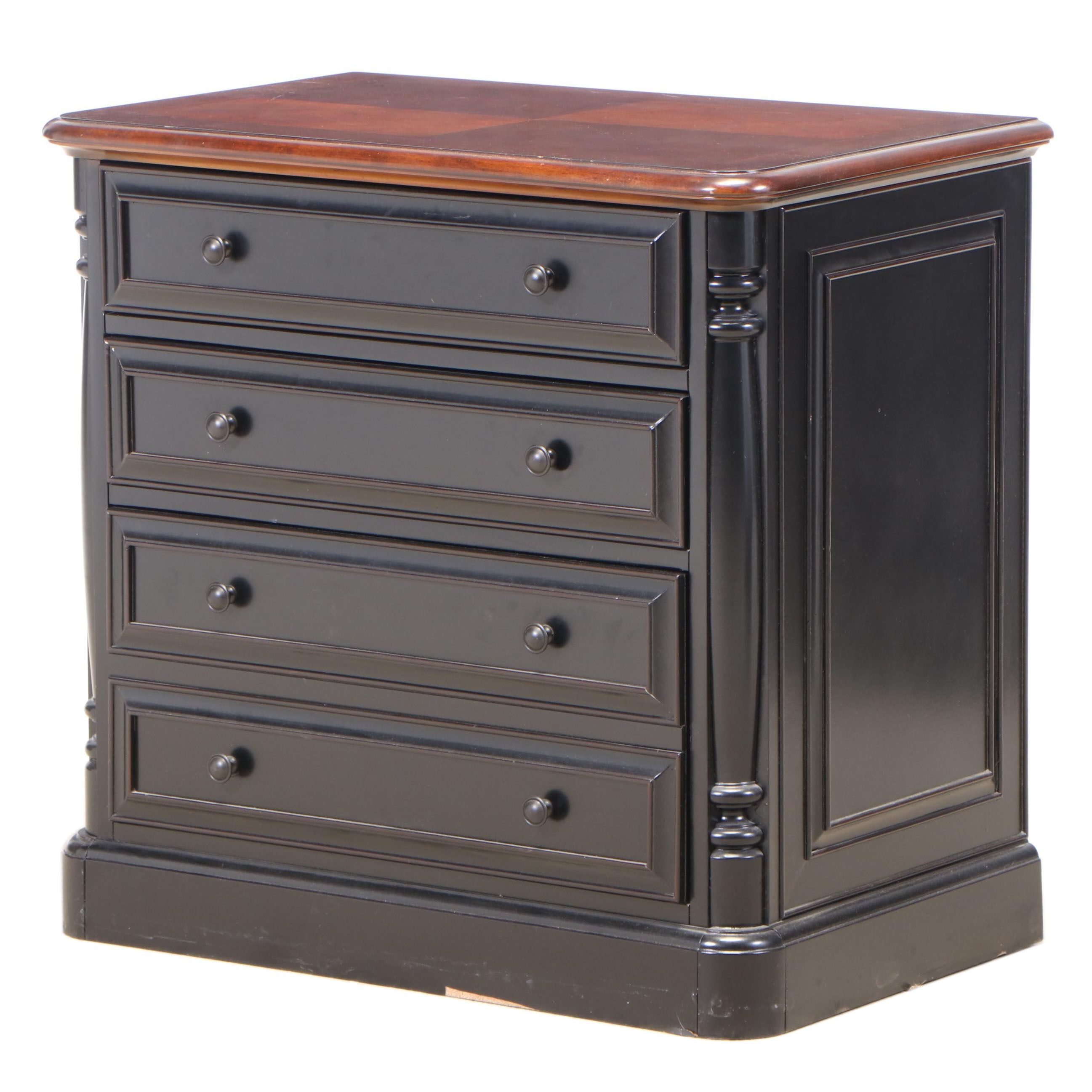 Havertys "Westbury" Cherrywood and Parcel-Ebonized Three-Drawer File Cabinet