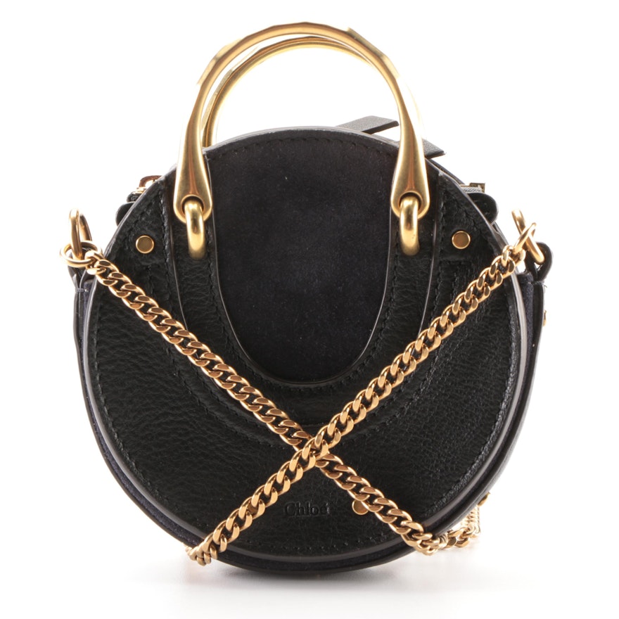 Chloé Pixie Crossbody Bag Mini in Black Leather and Suede with Chain Link Strap
