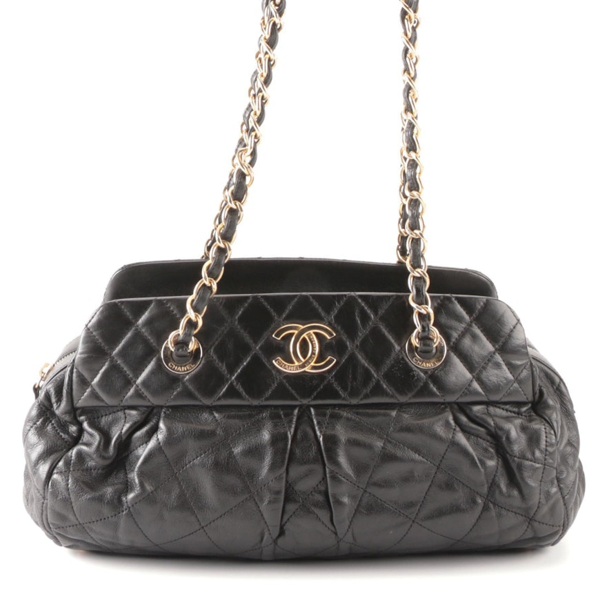Chanel Chic Quilt Bowling Bag in Quilted Iridescent Calfskin Leather