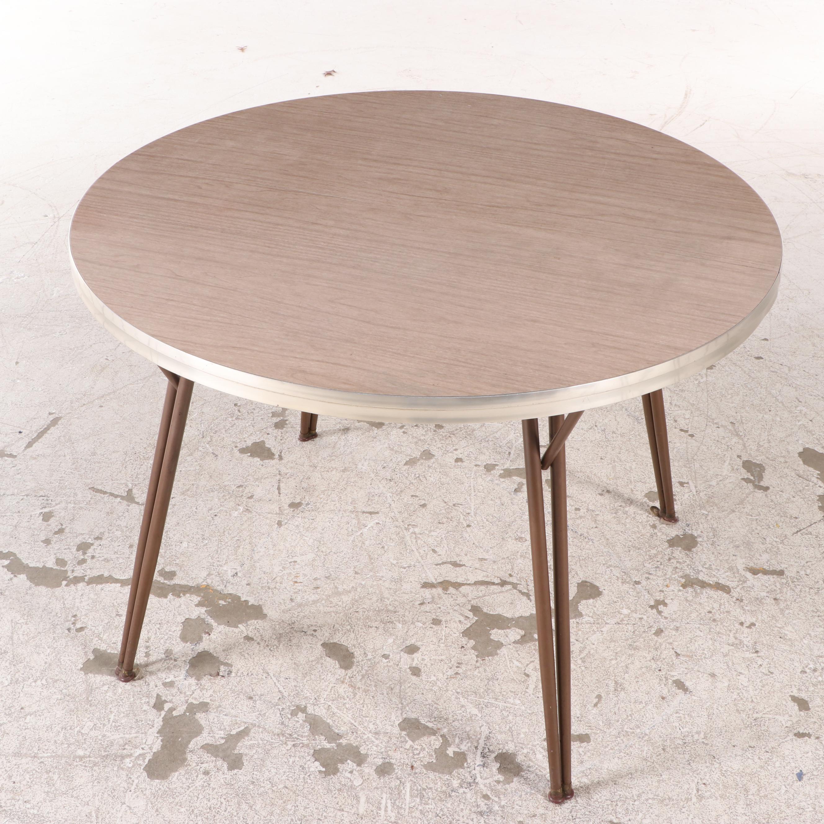Daystrom Formica Top Round Dining Table with Leaf and Chairs, Late 20th Century