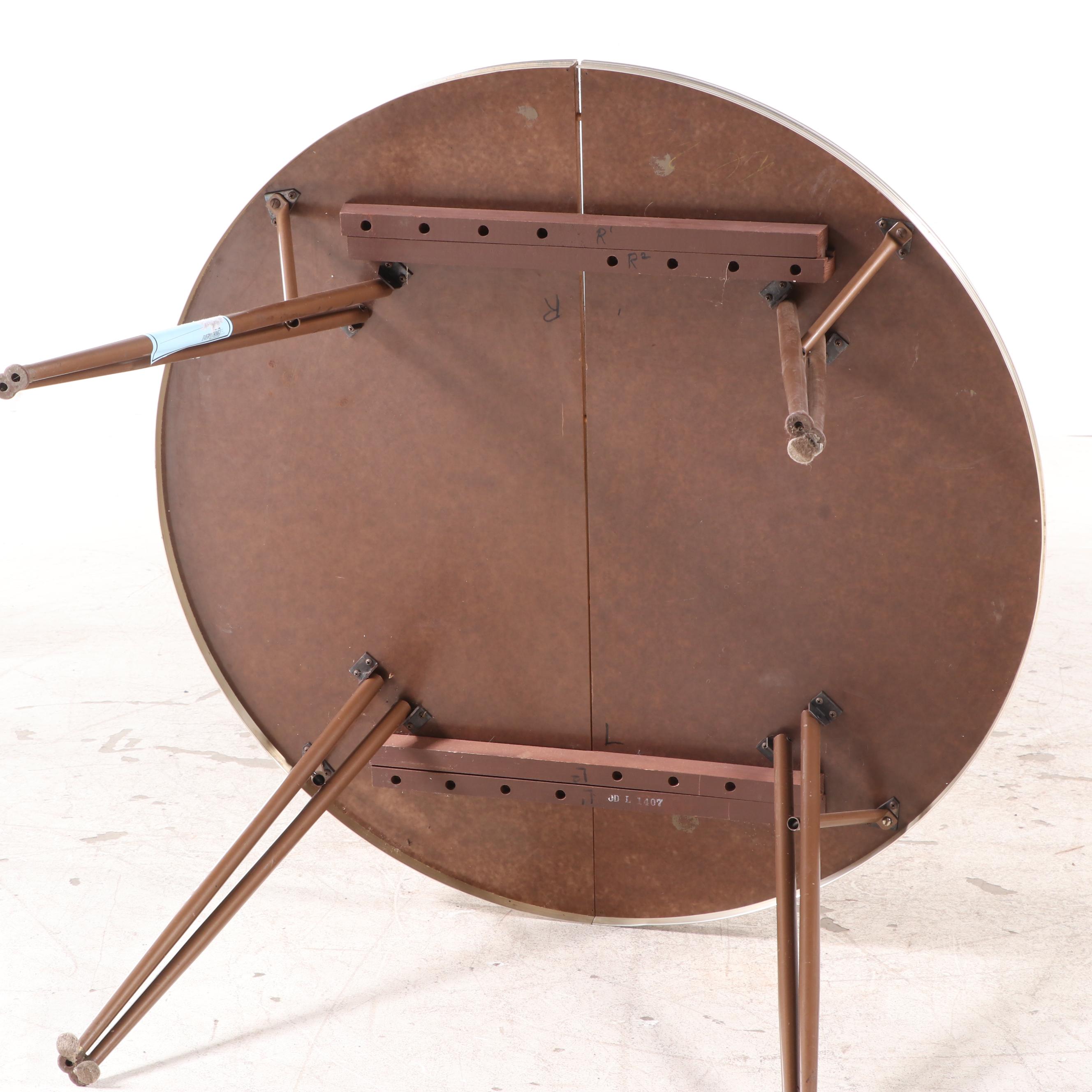 Daystrom Formica Top Round Dining Table with Leaf and Chairs, Late 20th Century