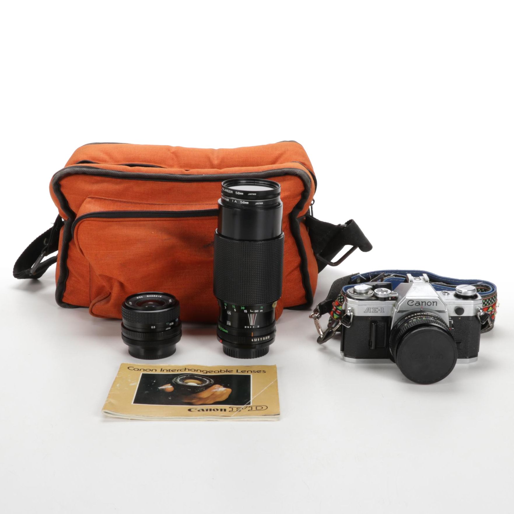 Canon AE-1 SLR Camera with Interchangeable Lenses