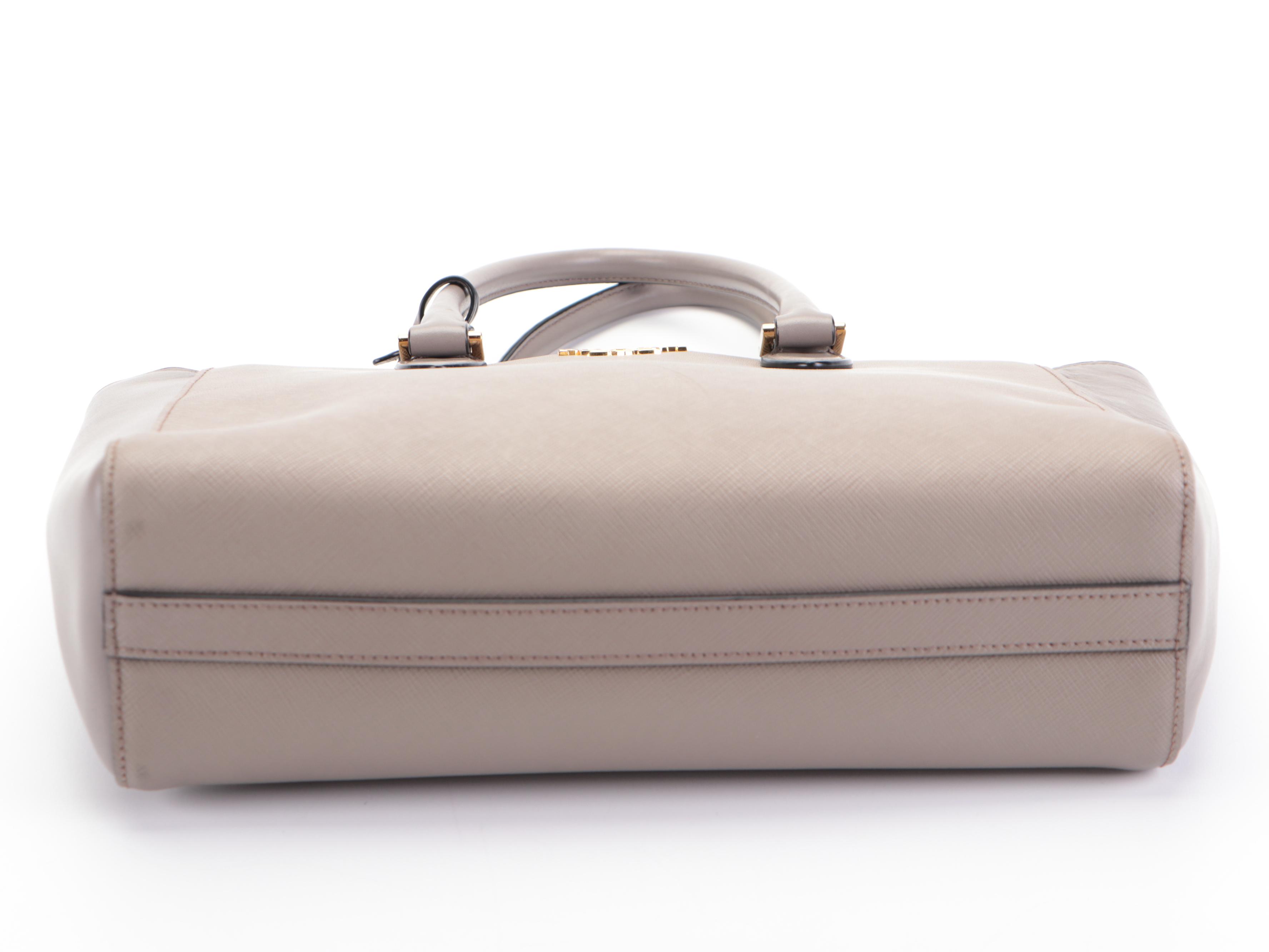 Prada Convertible Open Tote Small in Grey/Taupe Saffiano and Vitello Leather