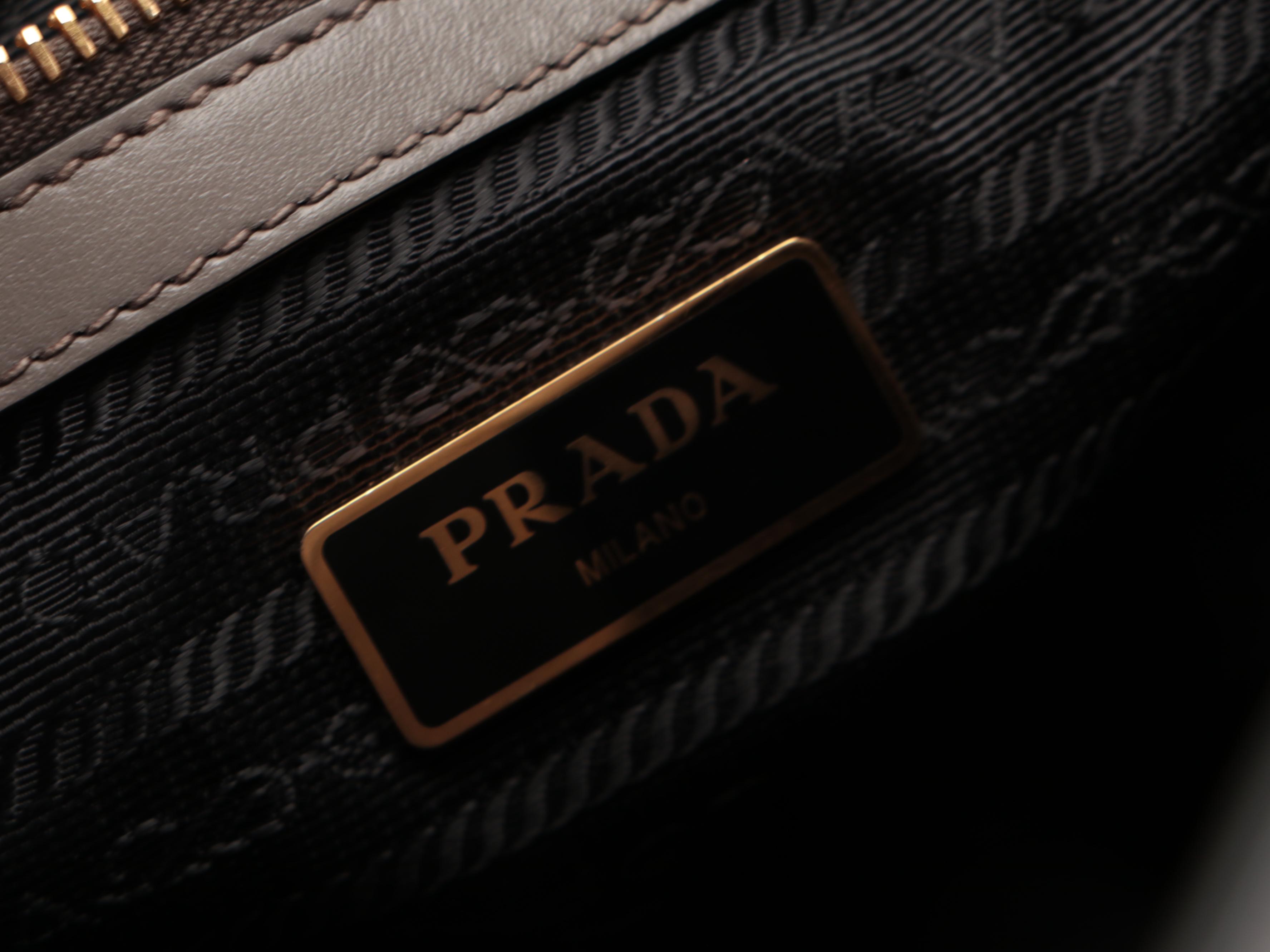Prada Convertible Open Tote Small in Grey/Taupe Saffiano and Vitello Leather