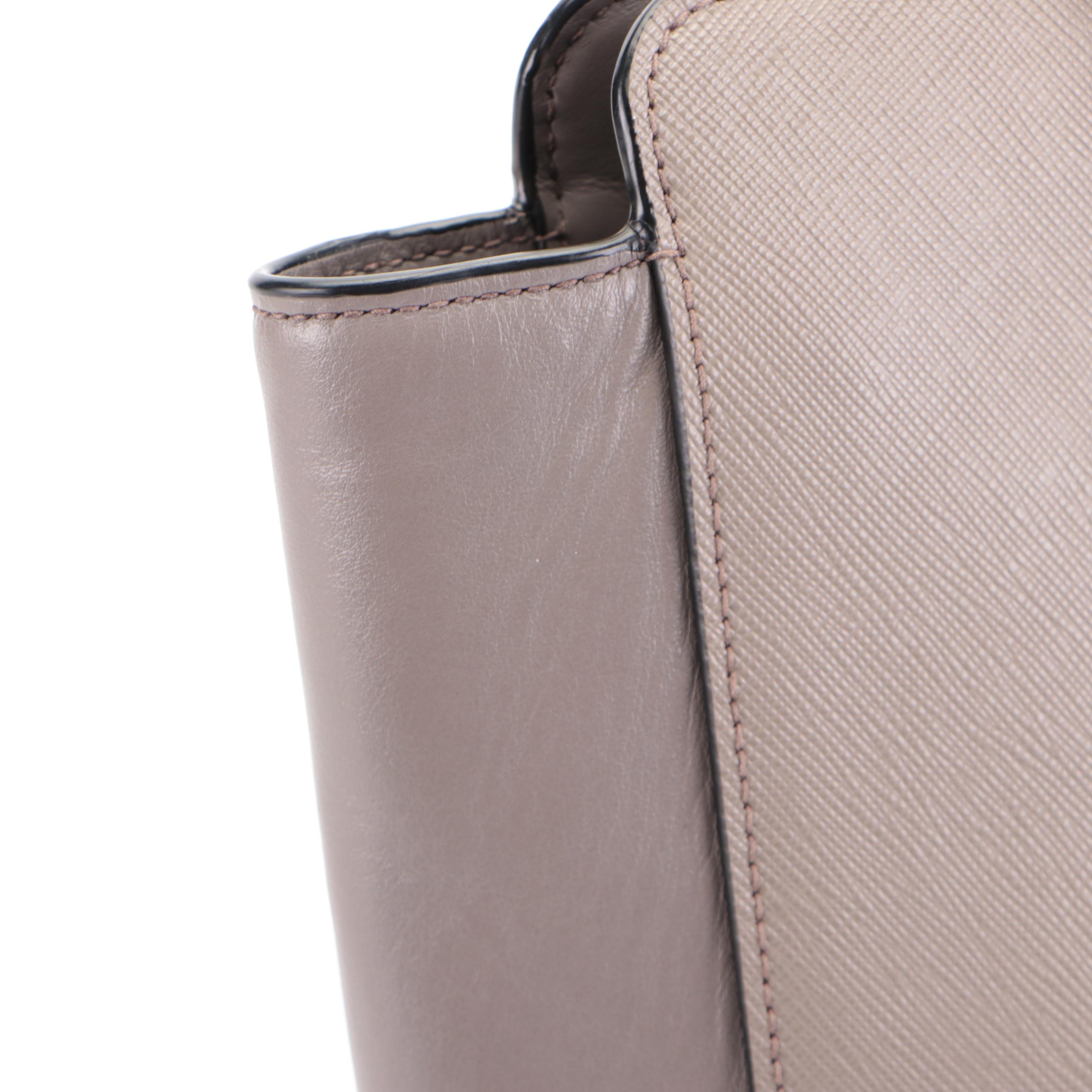 Prada Convertible Open Tote Small in Grey/Taupe Saffiano and Vitello Leather