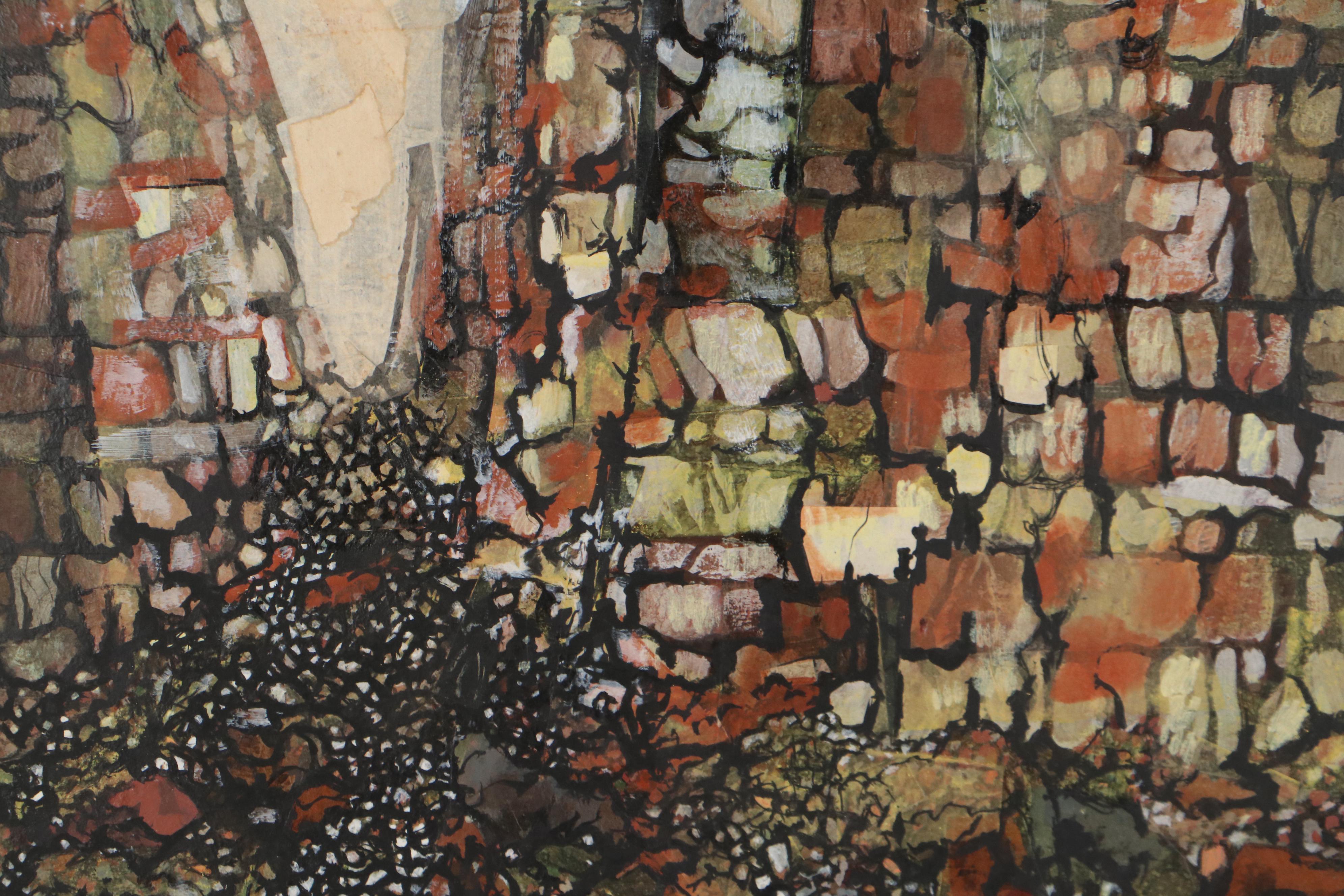 Leonard Maurer Mixed Media Painting, 1959