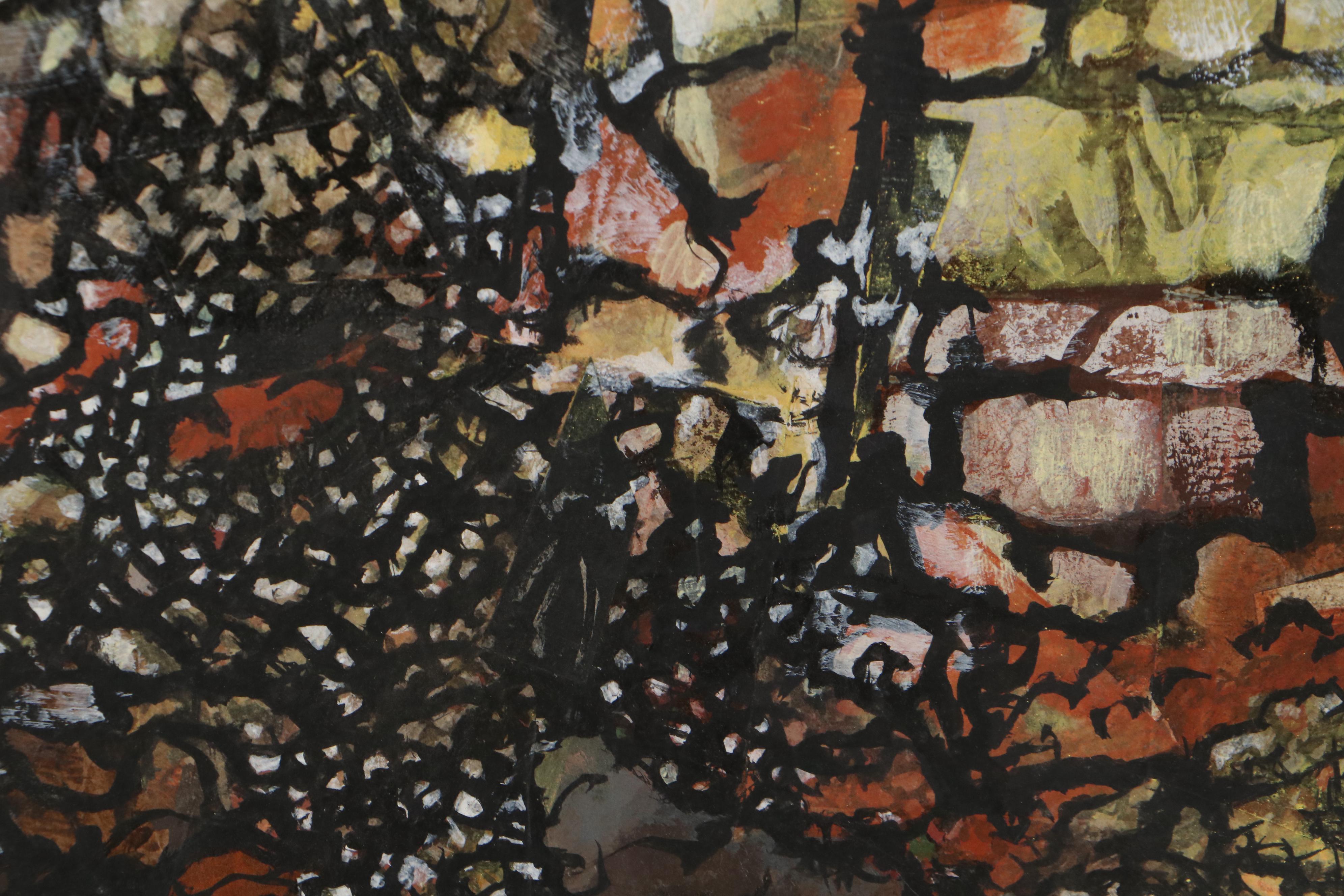 Leonard Maurer Mixed Media Painting, 1959