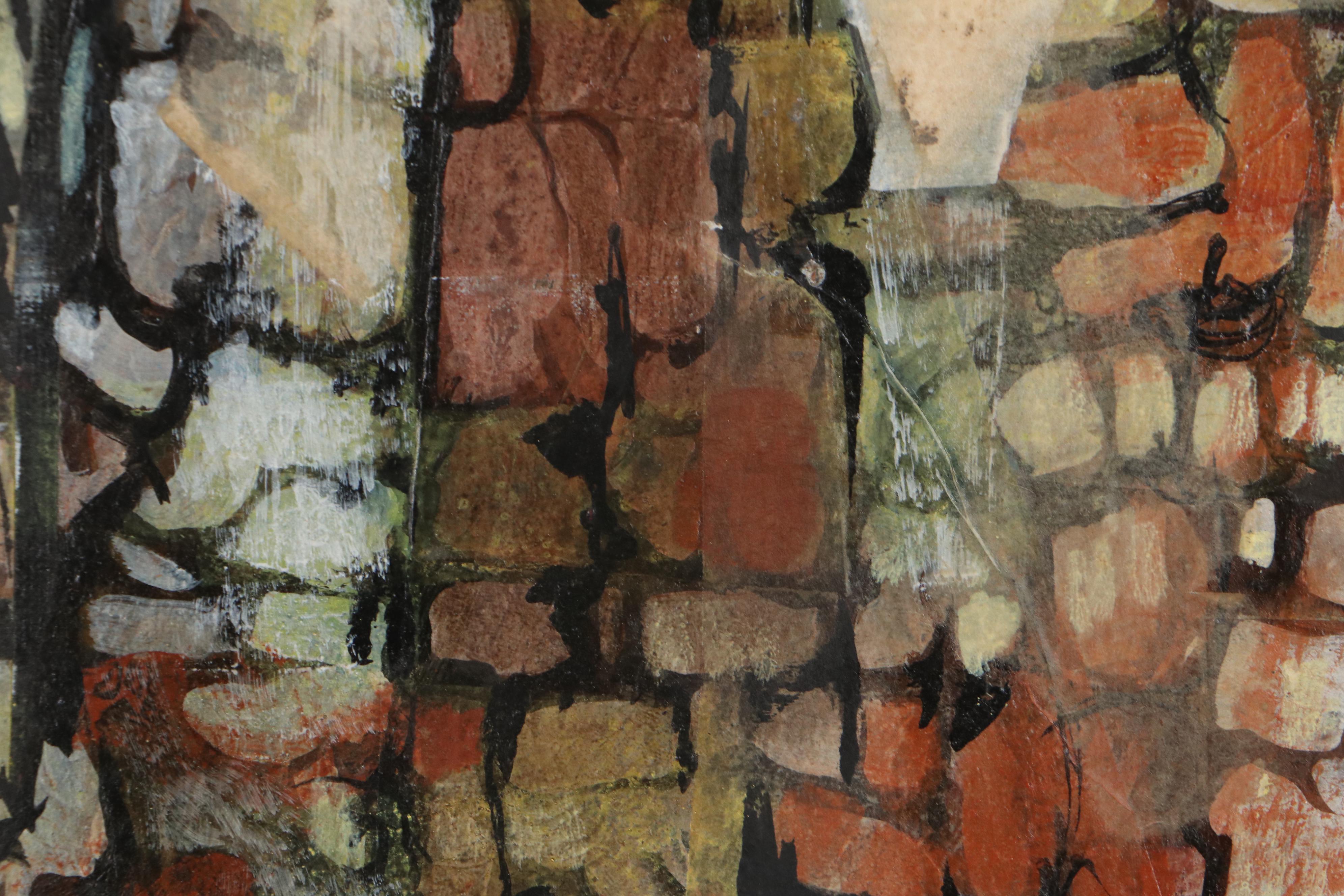 Leonard Maurer Mixed Media Painting, 1959