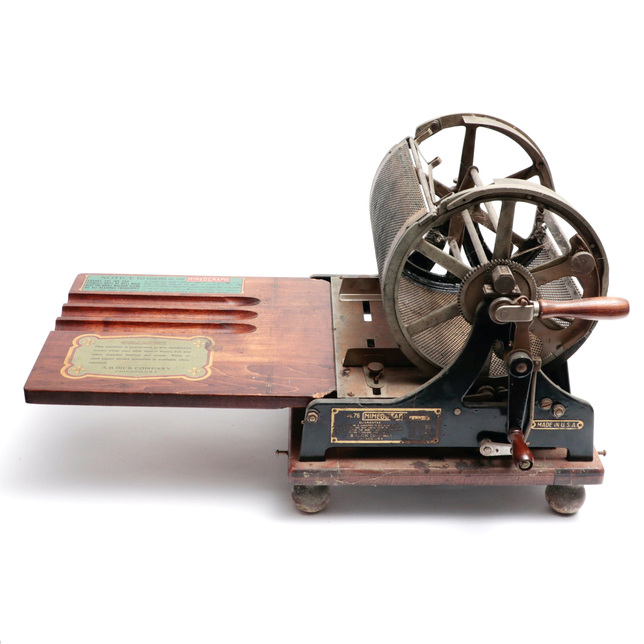 Edison's Rotary / A.B. Dick Co. No. 76 Mimeograph Machine, Early 20th Century