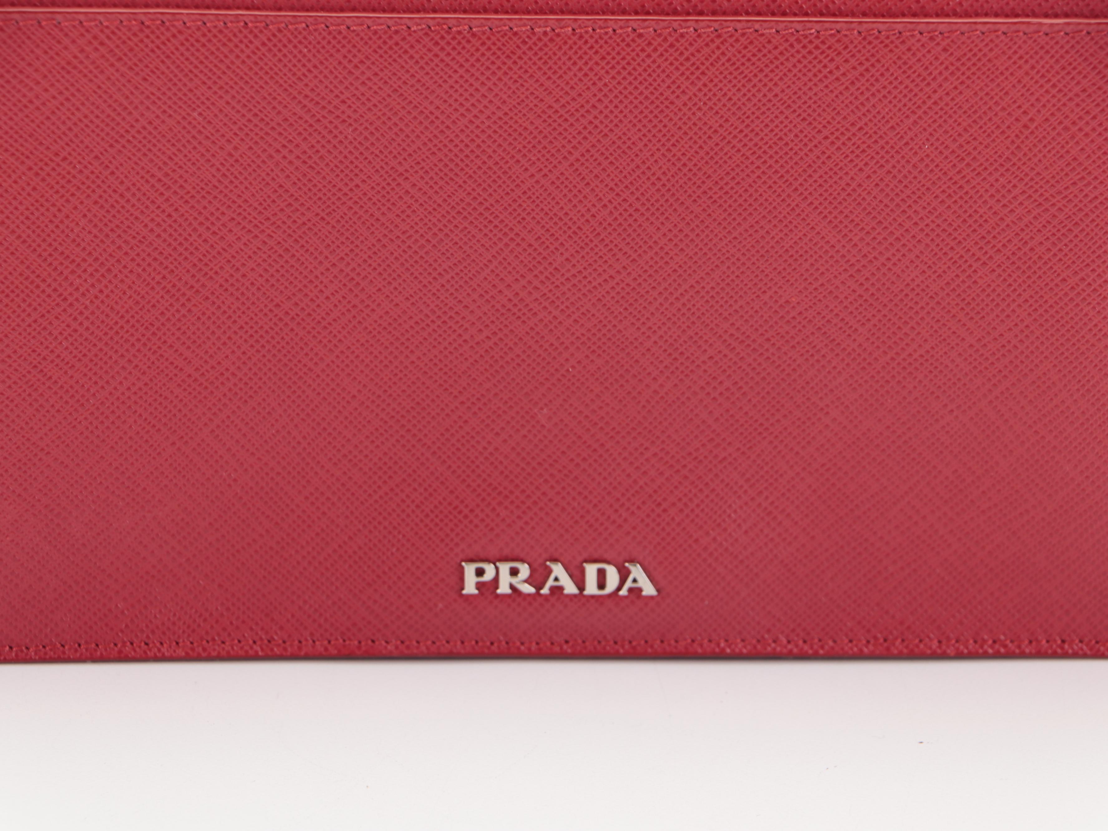 Prada Turn Lock Small Crossbody in Red Saffiano Leather