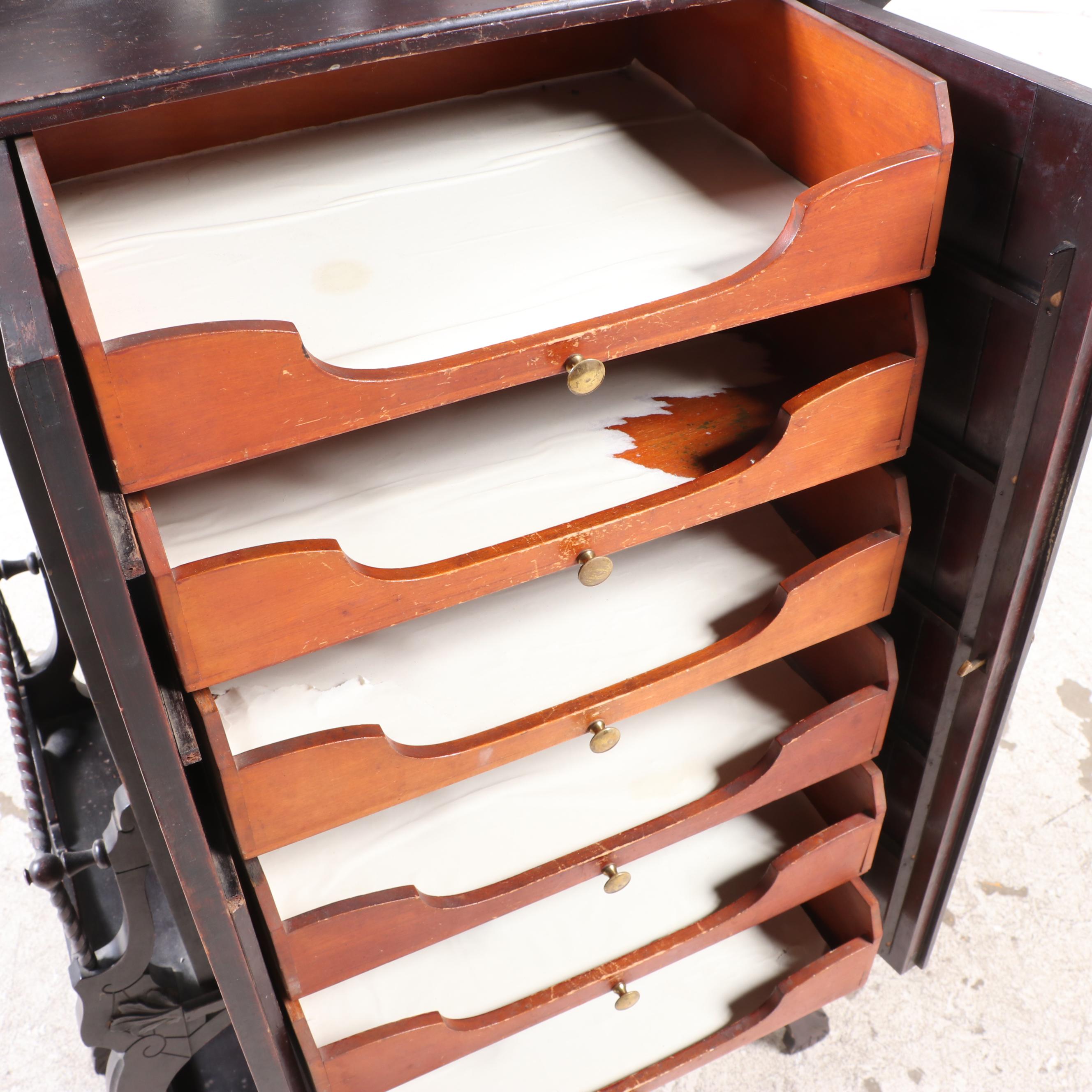 Aesthetic Movement Mahogany-Finish Sheet Music Cabinet, Late 19th Century