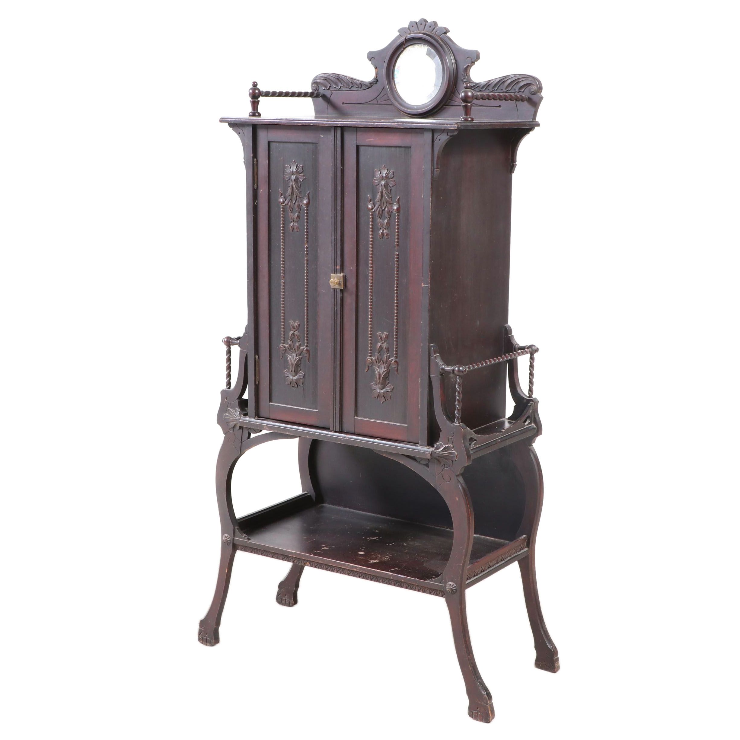 Aesthetic Movement Mahogany-Finish Sheet Music Cabinet, Late 19th Century