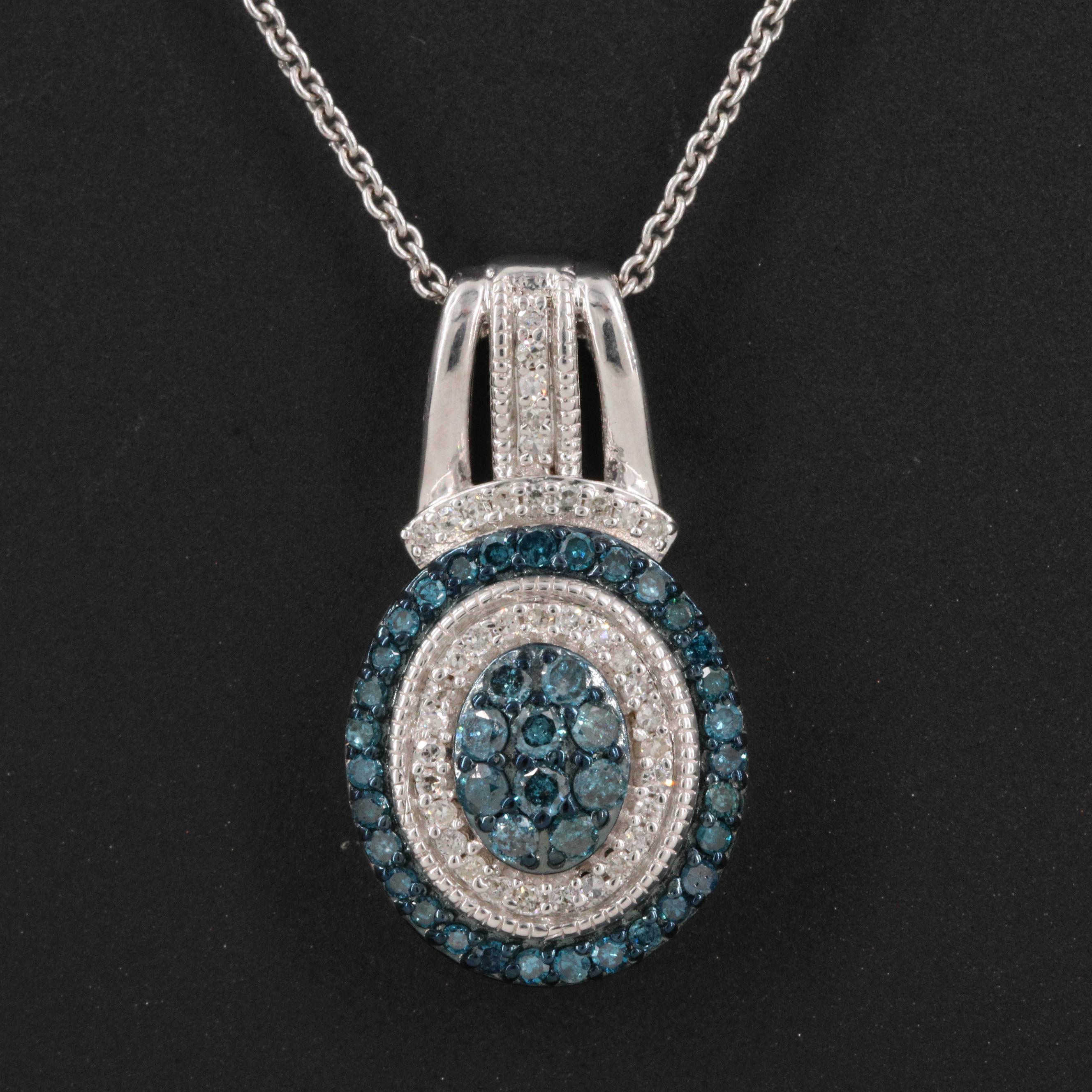 Sterling Silver Diamond Pendant Necklace