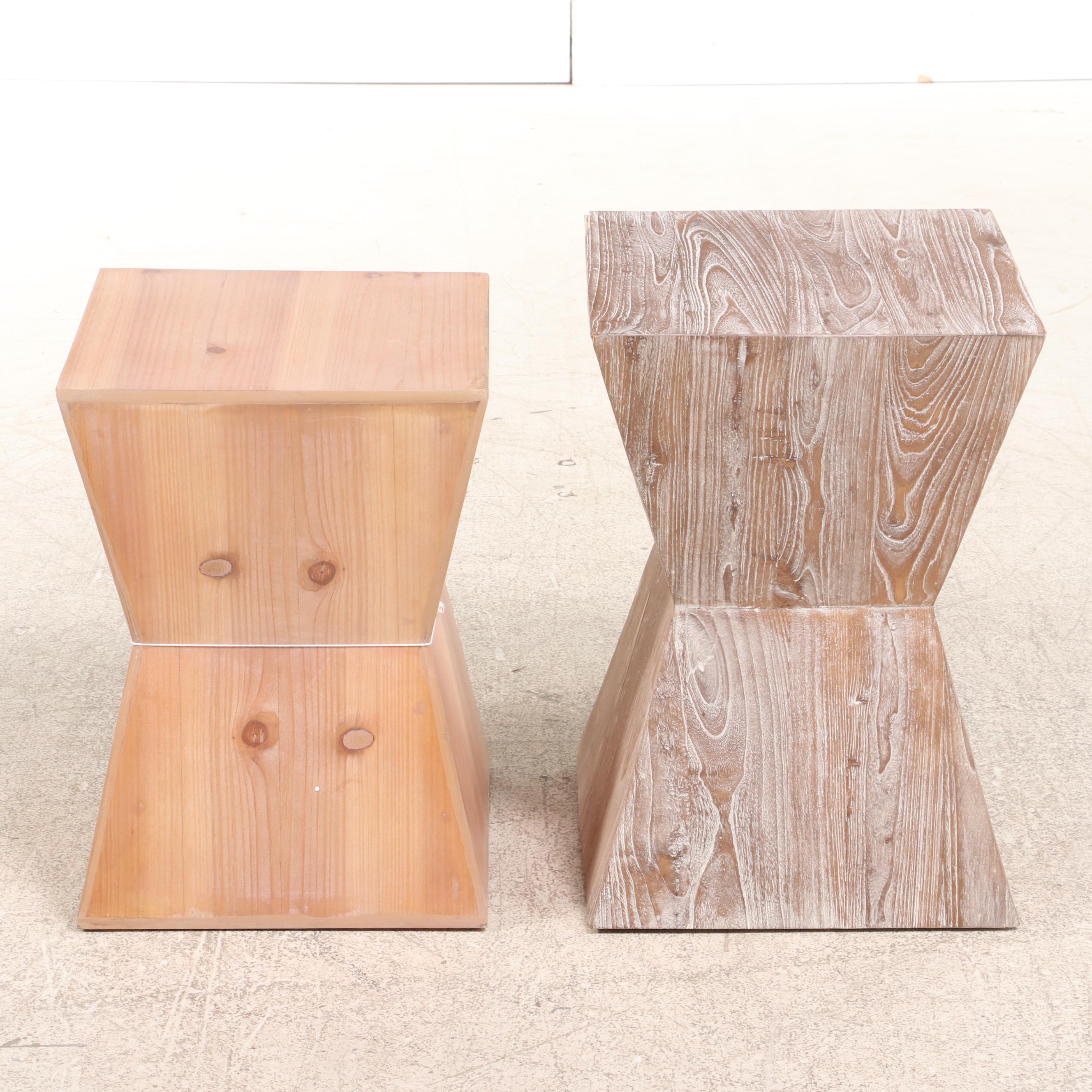 Safavieh Contemporary Grained Wood Cinched Waist Side Tables