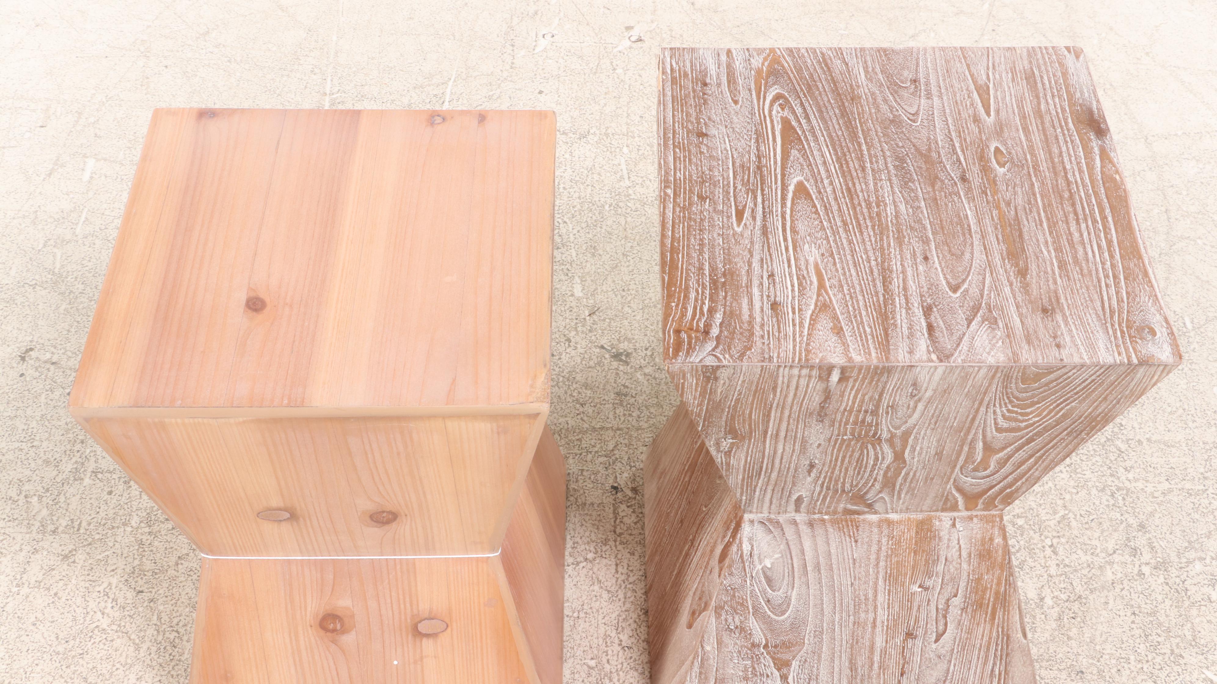 Safavieh Contemporary Grained Wood Cinched Waist Side Tables