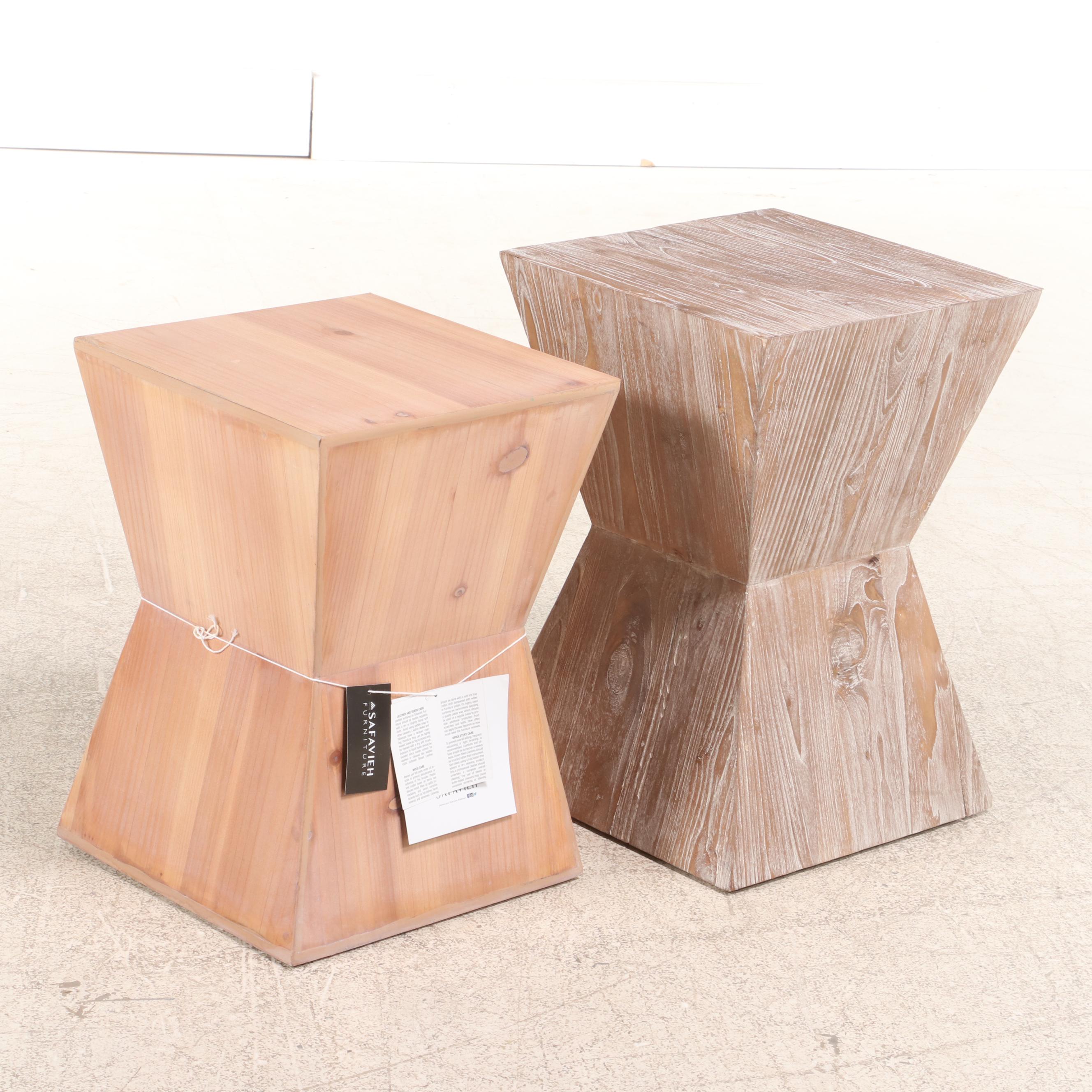 Safavieh Contemporary Grained Wood Cinched Waist Side Tables