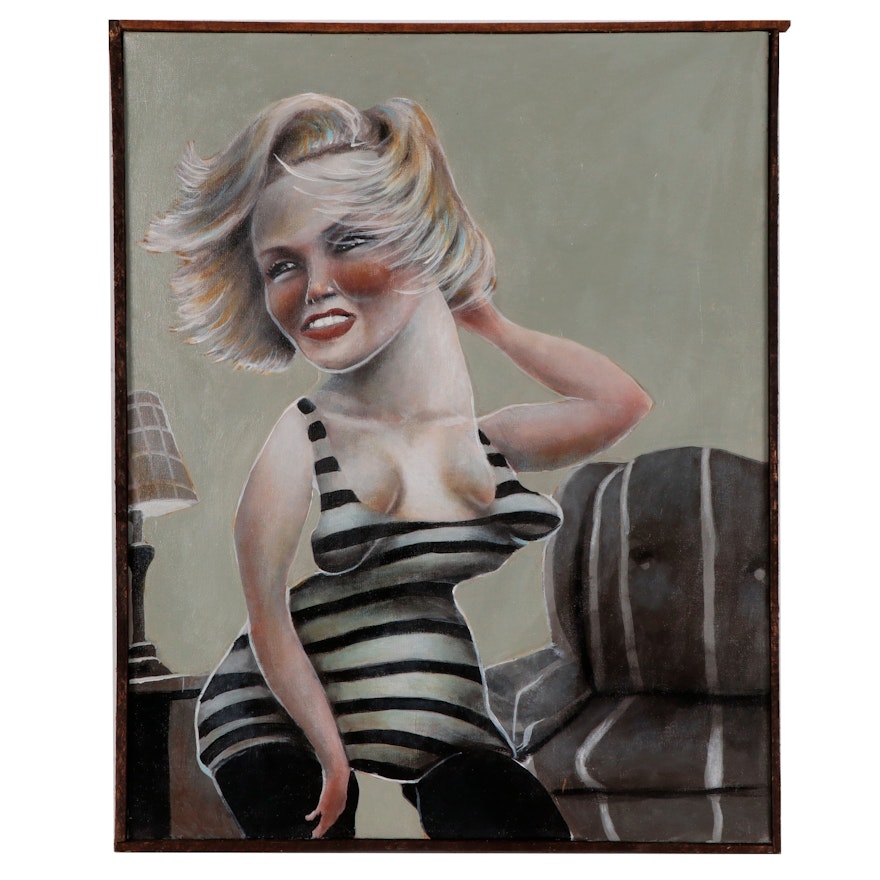 Aaron Wooten Acrylic Painting "Marilyn In Stripes," 2017