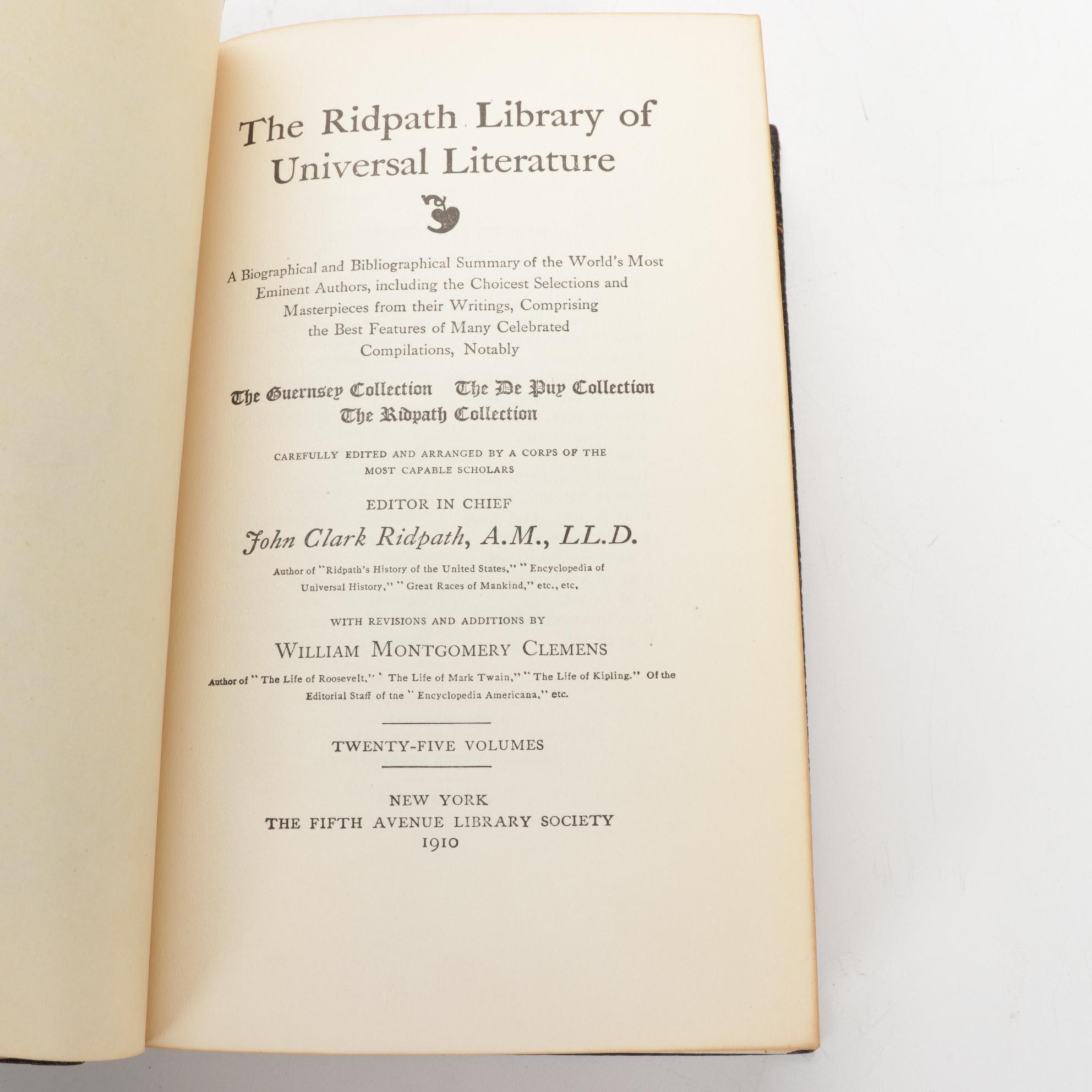 Limited Edition "The Ridpath Library of Universal Literature" Partial Set, 1910