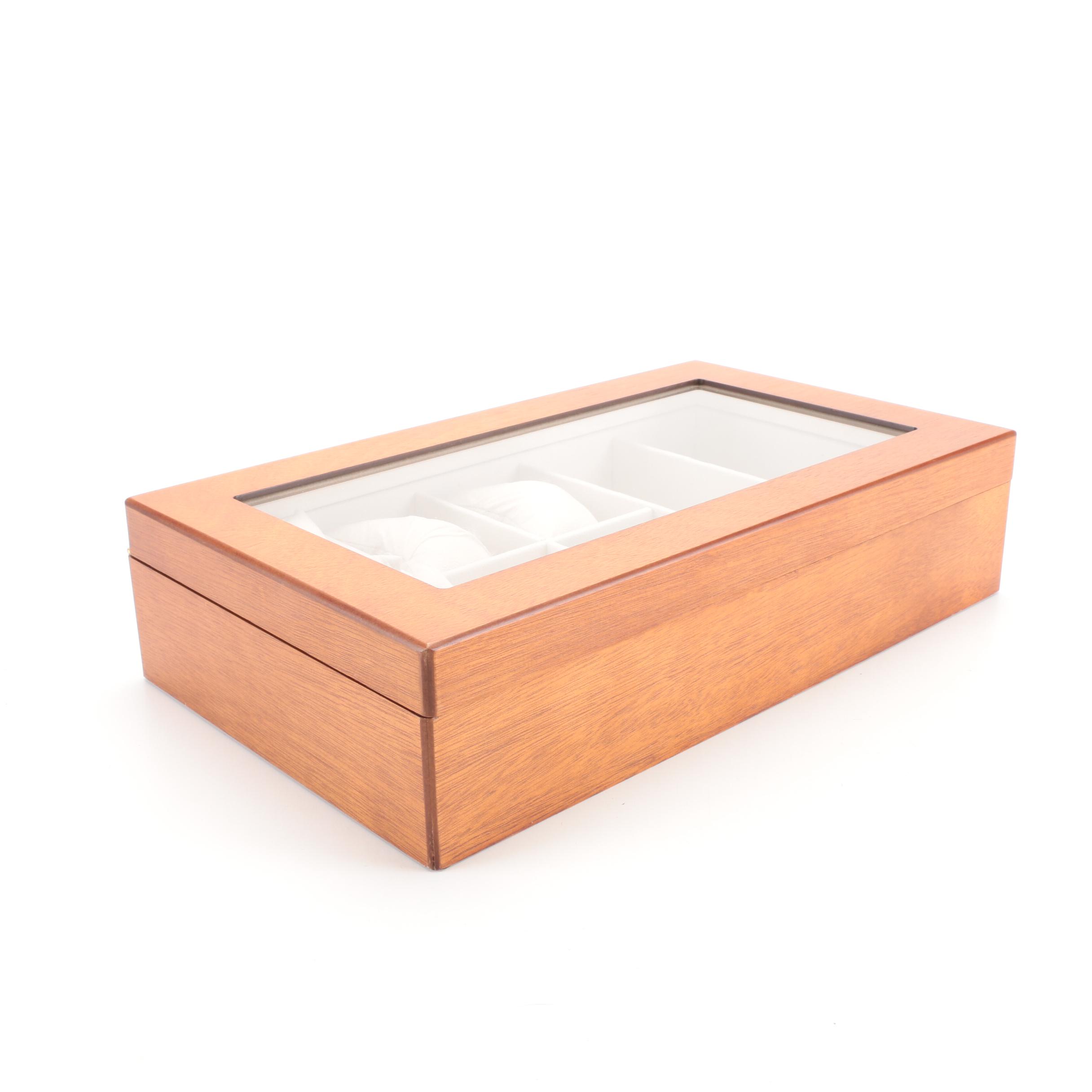 Bey-Berk Cherry Wood Finish Watch Cases with Eyeglass Compartment