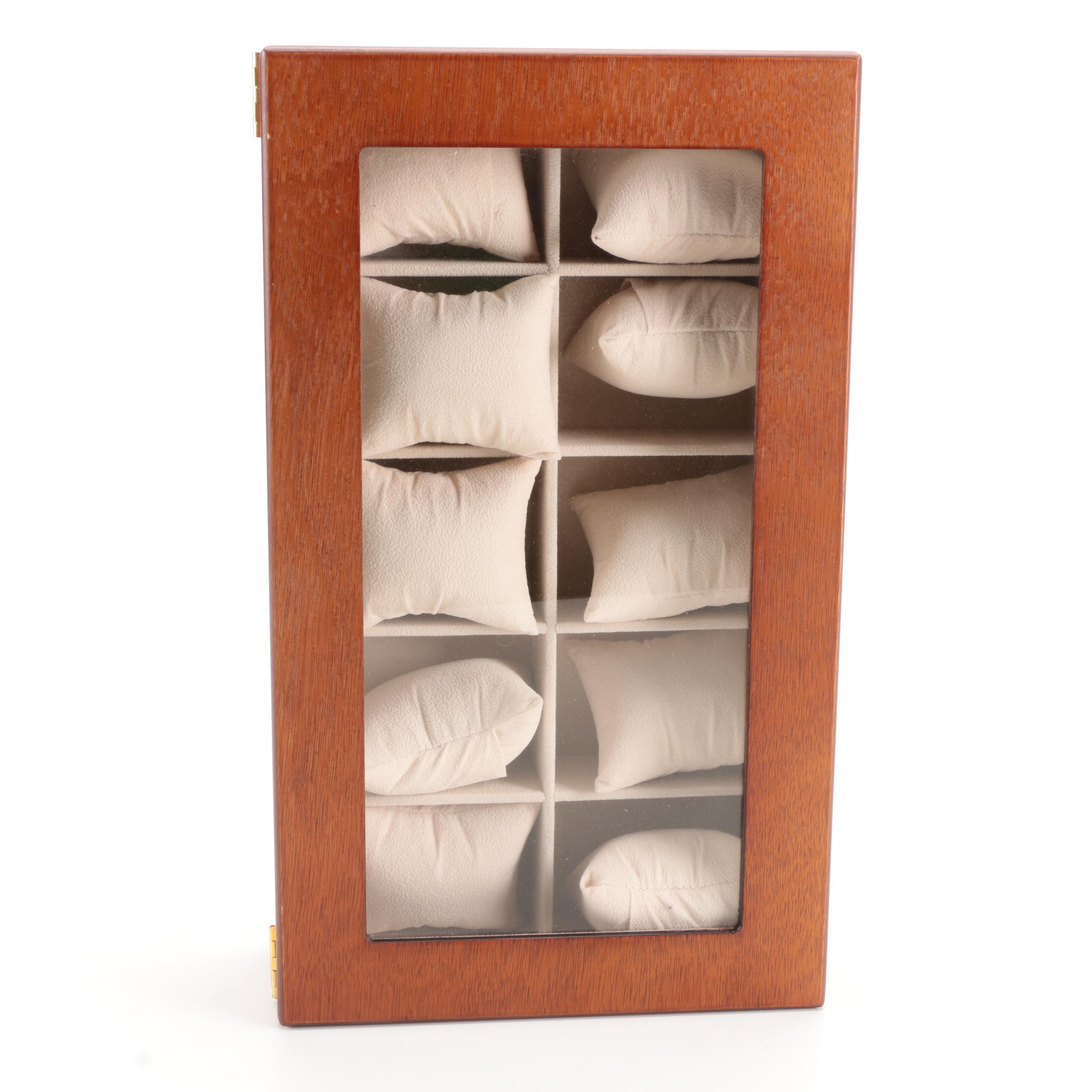 Bey-Berk Cherry Wood Finish Watch Cases with Eyeglass Compartment
