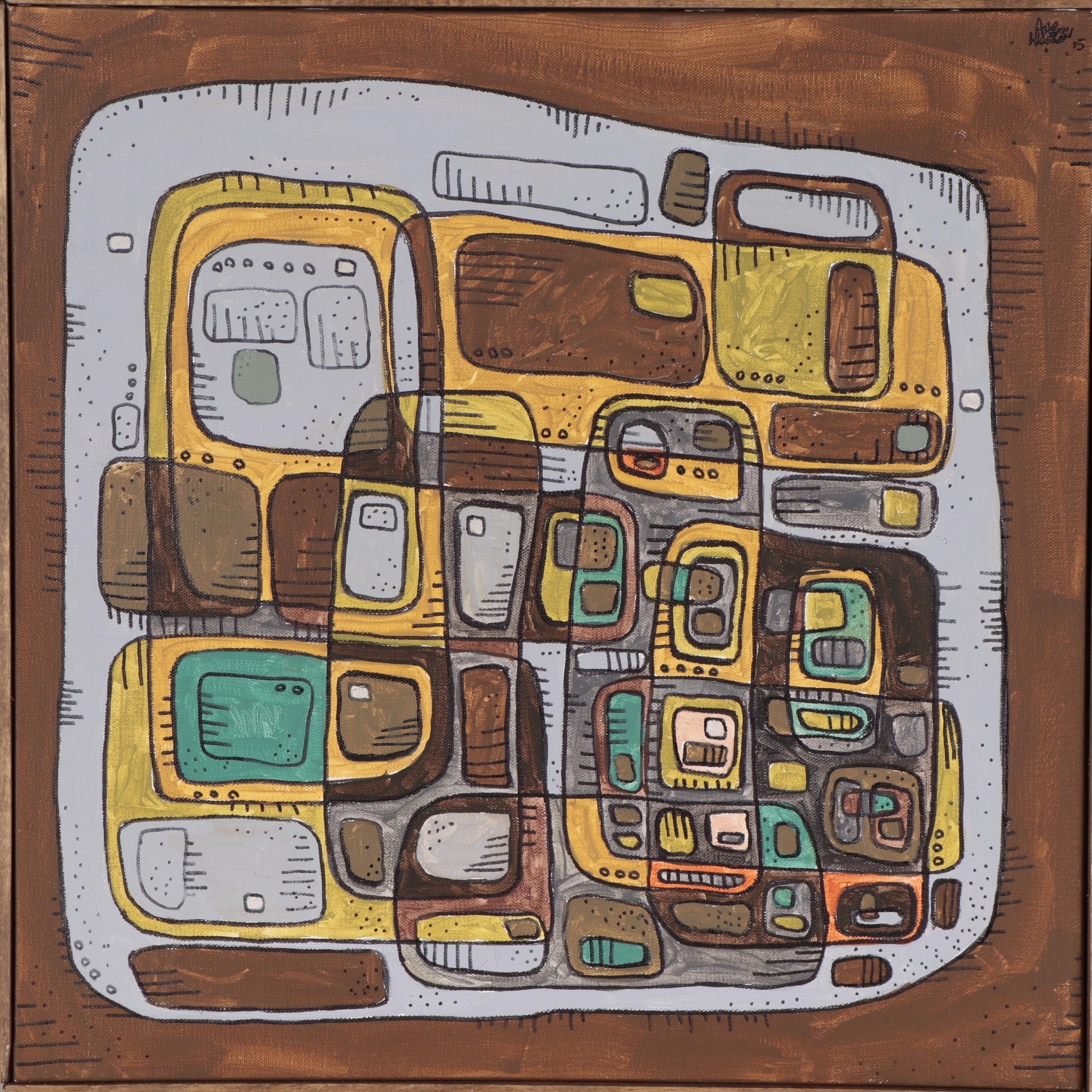 Aaron Wooten Abstract Acrylic and Ink Painting, 2015