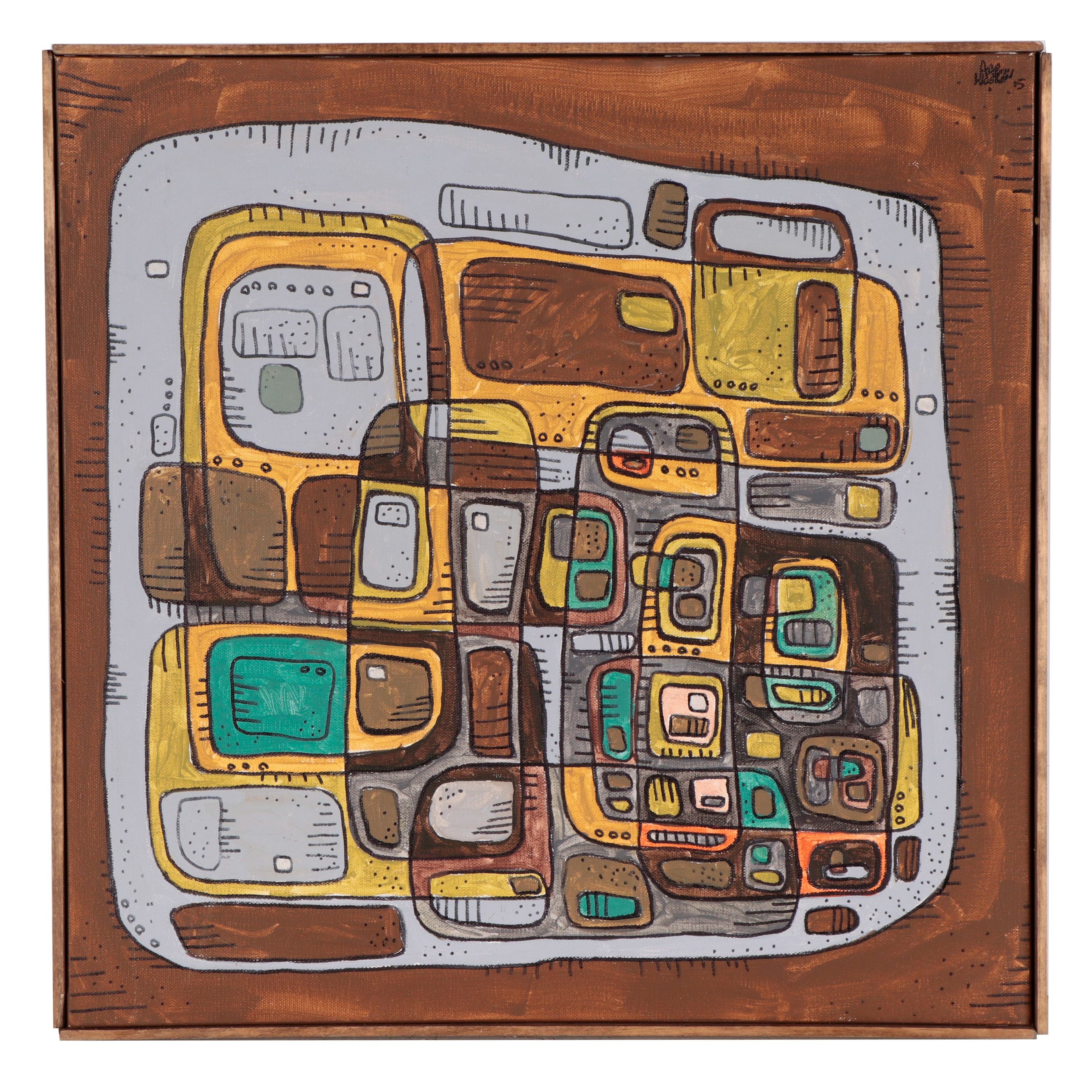 Aaron Wooten Abstract Acrylic and Ink Painting, 2015