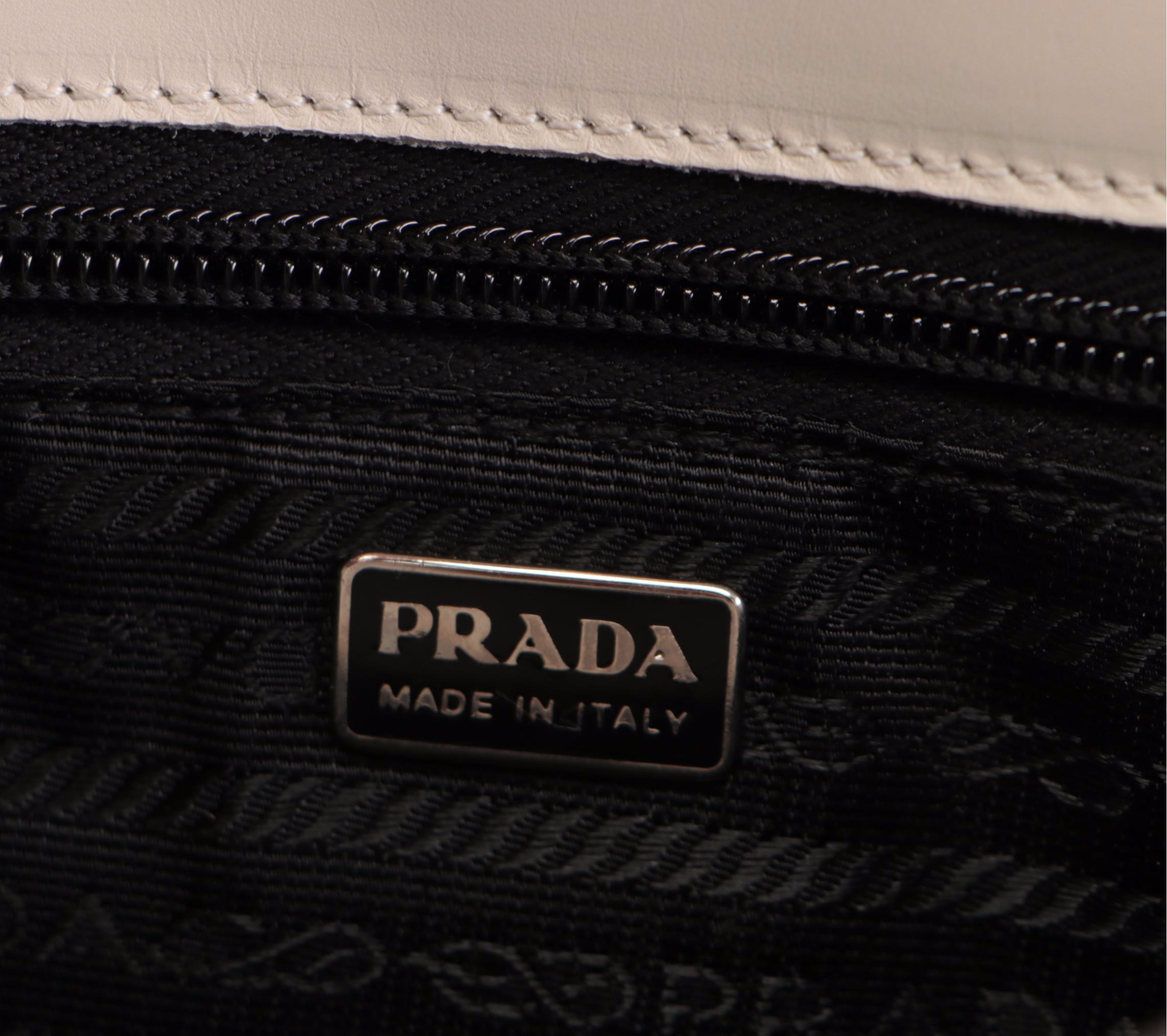 Prada Top Handle Envelope Satchel in Bicolor White-Black Calfskin with Box