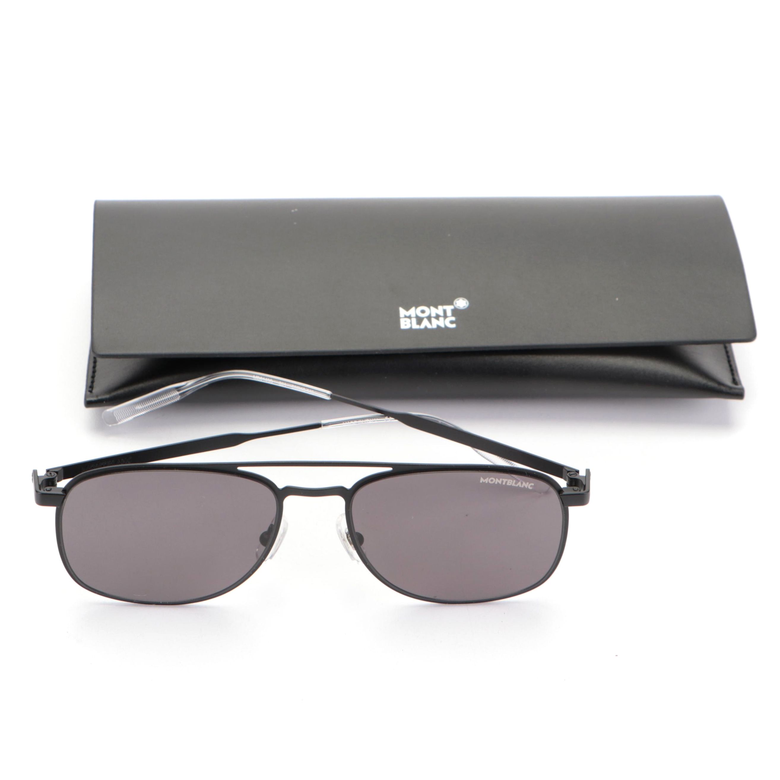 Montblanc MB0143S Aviator Style Sunglasses with Case