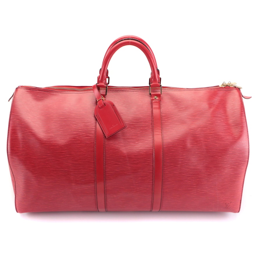 Louis Vuitton Keepall 55 in Castilian Red Epi Leather and Smooth Leather
