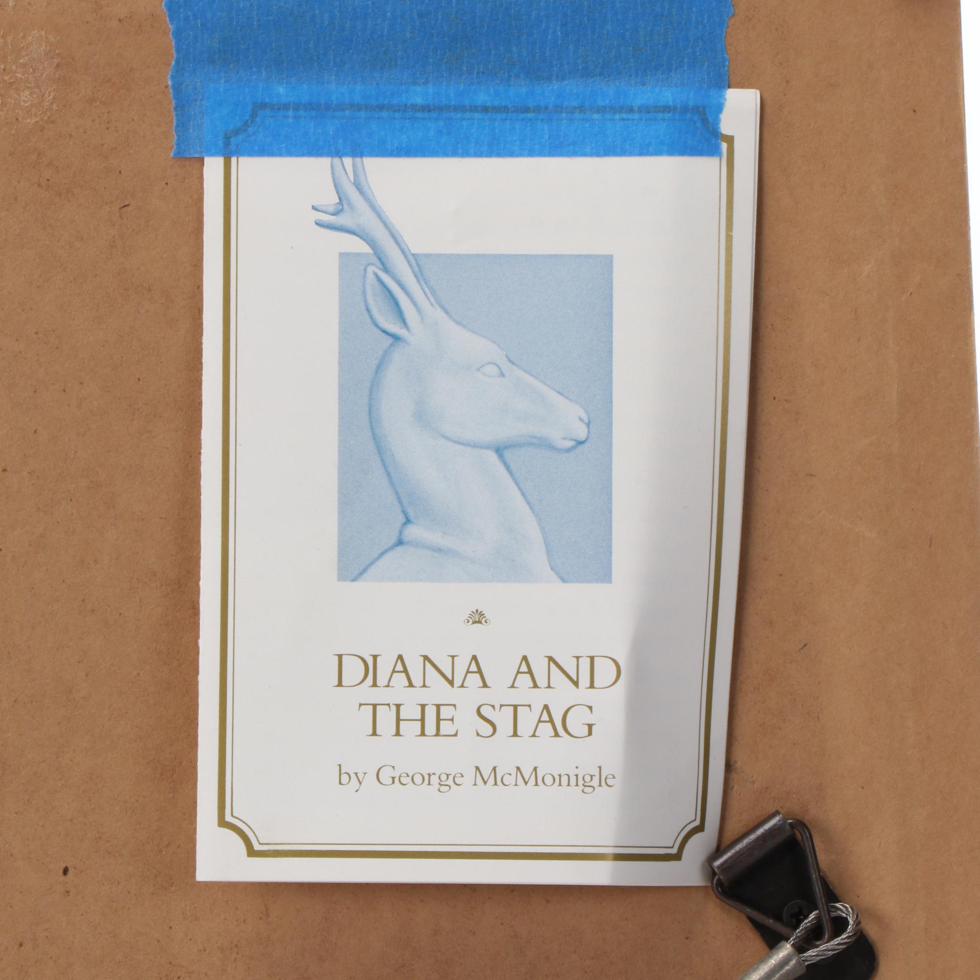 George McMonigle Parian Porcelain Relief Tile "Diana and the Stag"