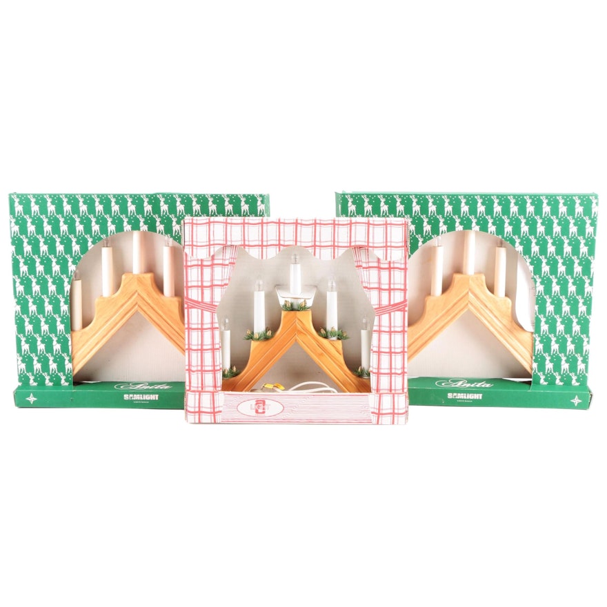 Samlight, Ake Carlsson Christmas Advent Candles with Wooden Base