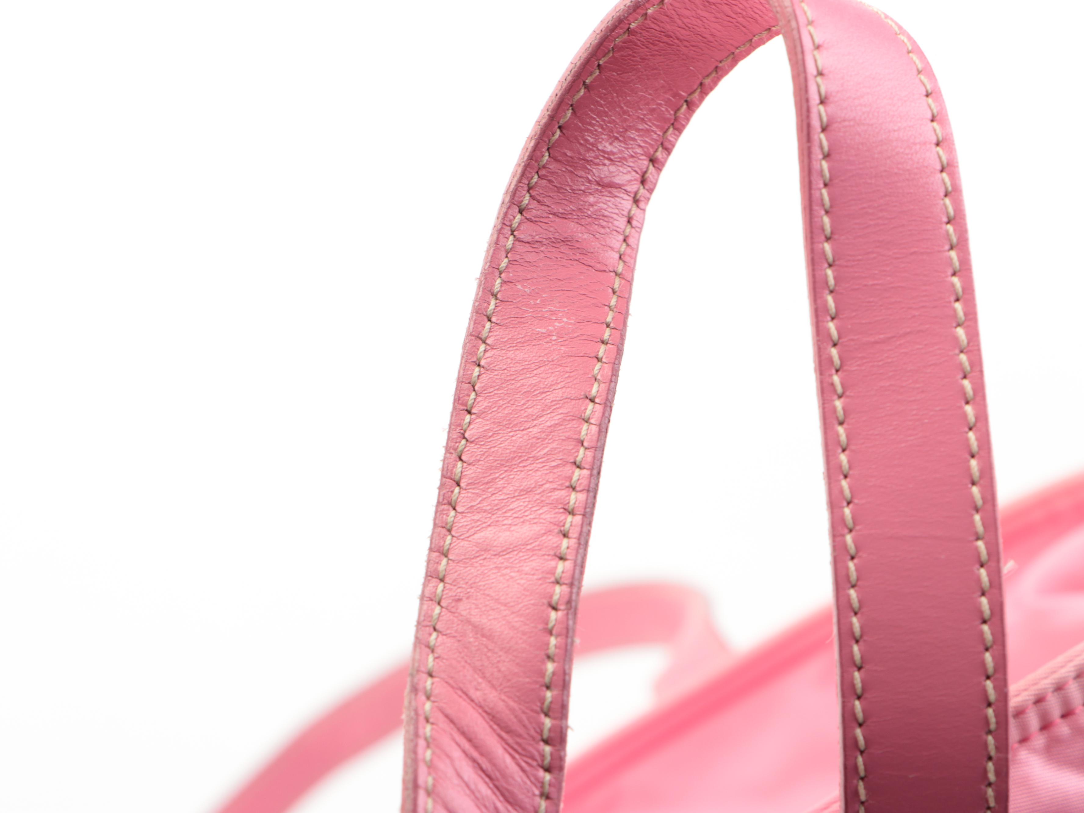 Prada Zip-Top Tote Bag in Pink Tessuto Nylon with Leather Trim