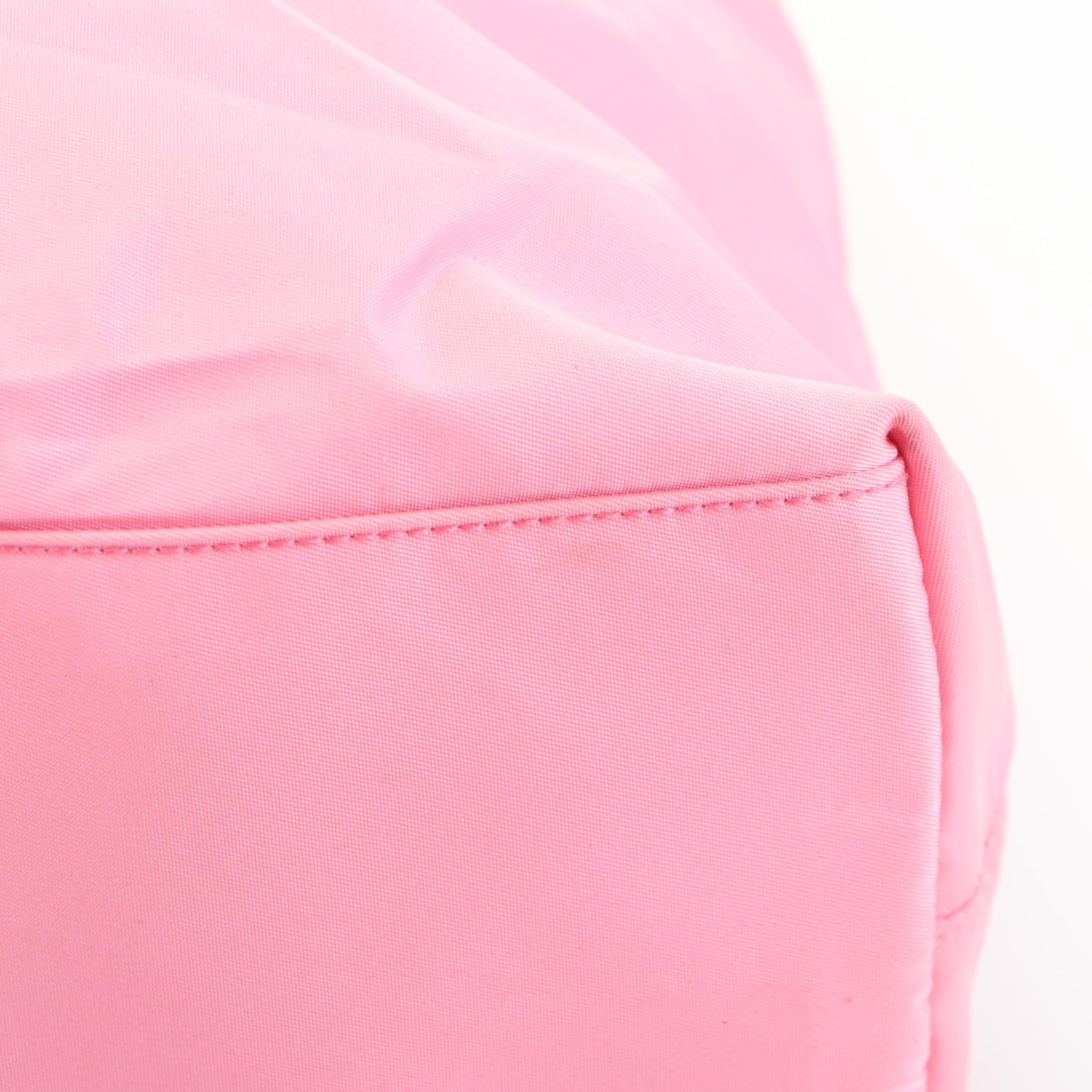 Prada Zip-Top Tote Bag in Pink Tessuto Nylon with Leather Trim