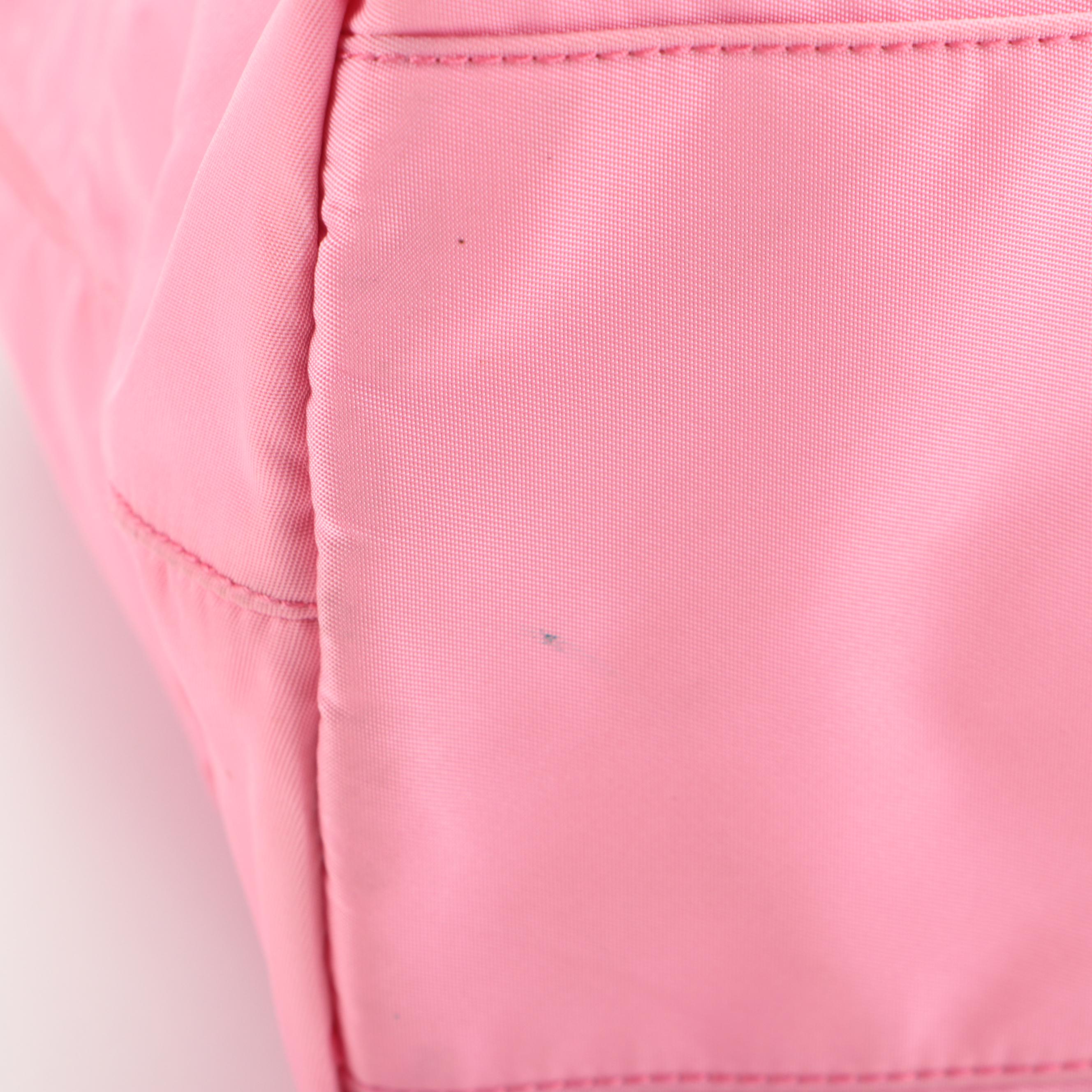 Prada Zip-Top Tote Bag in Pink Tessuto Nylon with Leather Trim