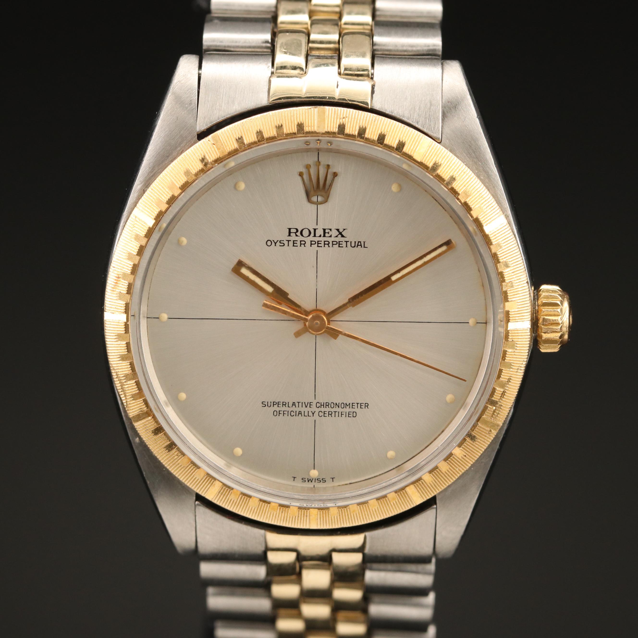 1968 Rolex Oyster Perpetual Zephyr Dial Stainless Steel and 14K Watch